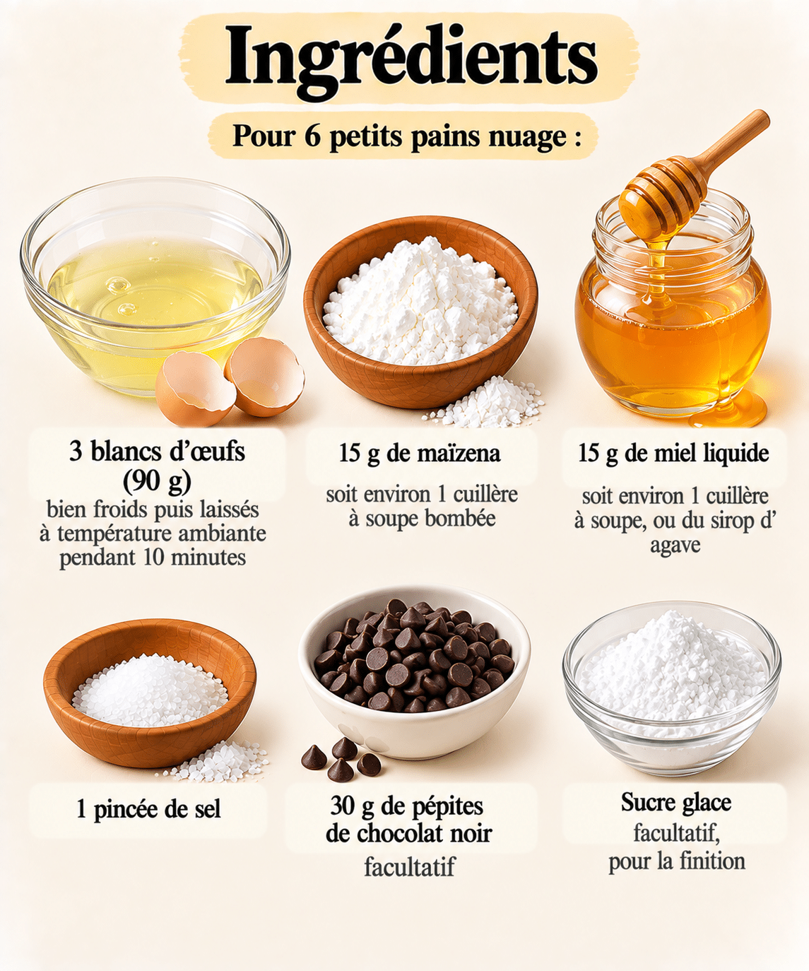 La Liste des Ingrédients : Pain Nuage : ultra moelleux, léger et riche en protéines