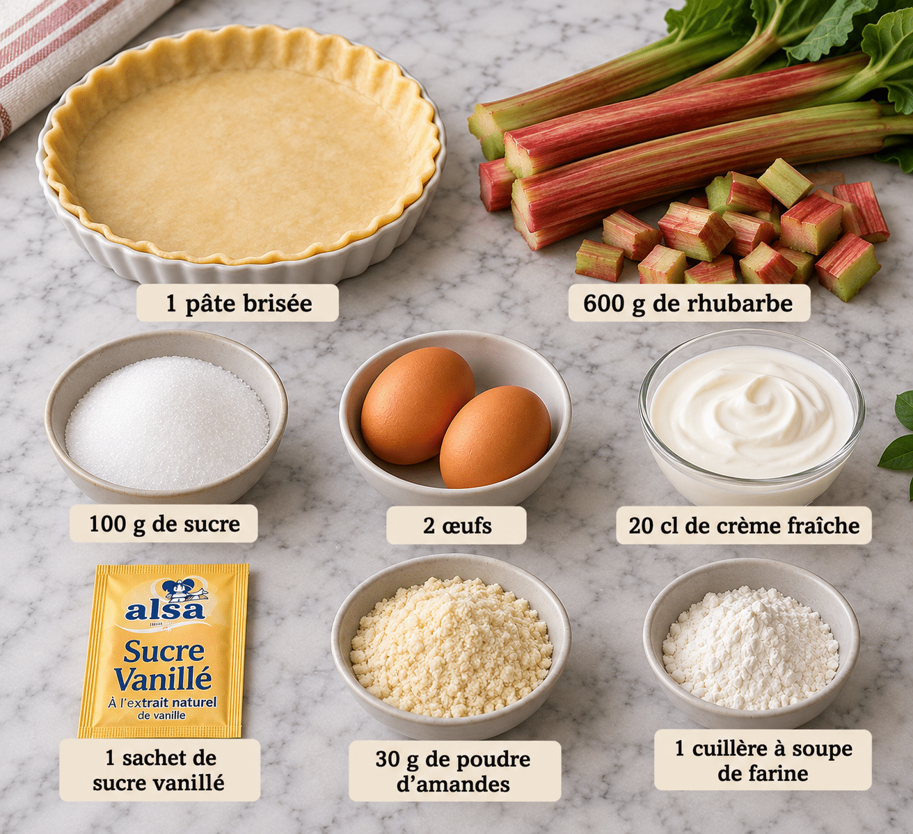 La Liste des Ingrédients : Tarte à la Rhubarbe : une recette fondante, crémeuse et facile