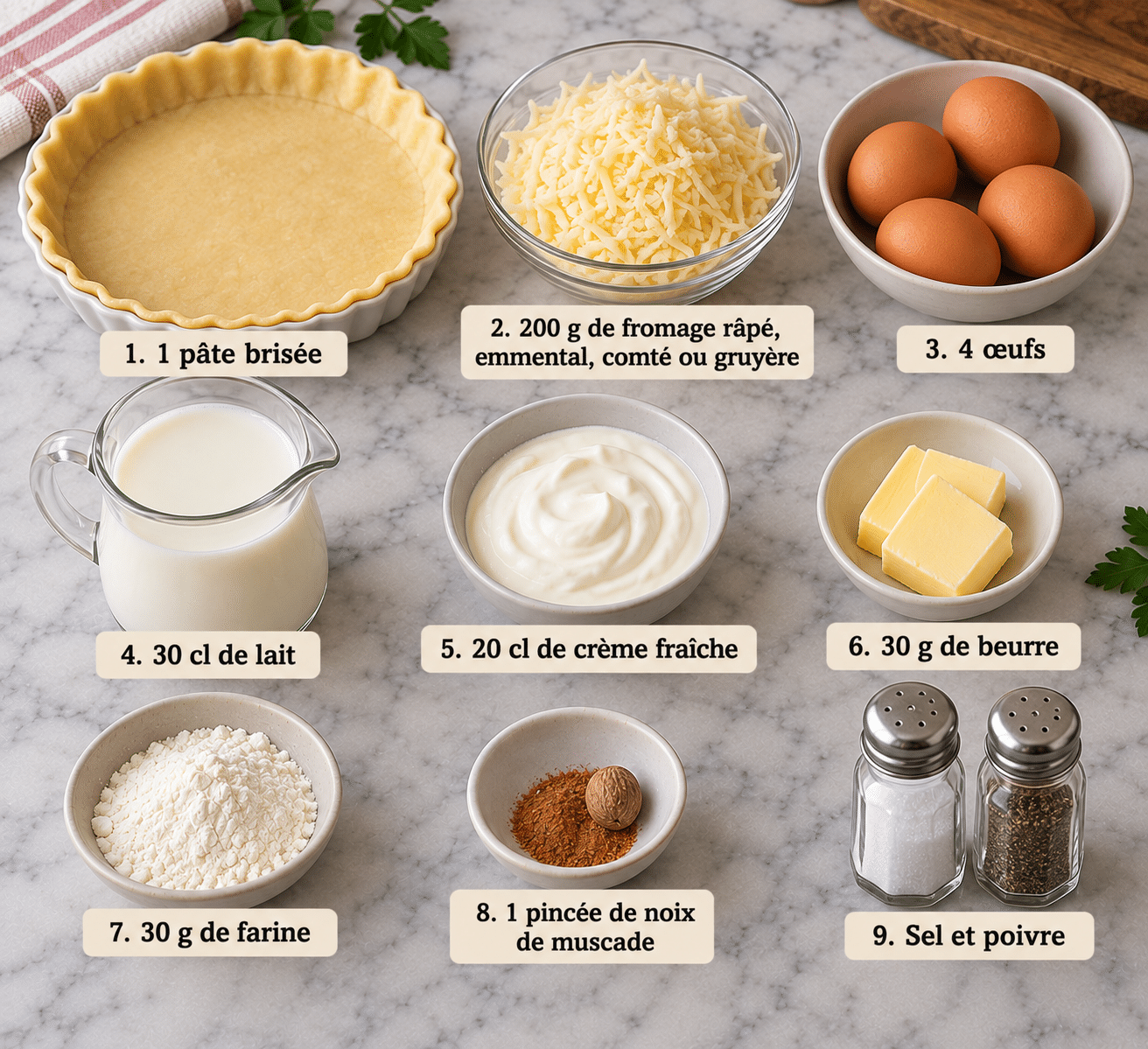 La Liste des Ingrédients : Quiche Soufflée au Fromage : une recette légère, généreuse et ultra-gourmande