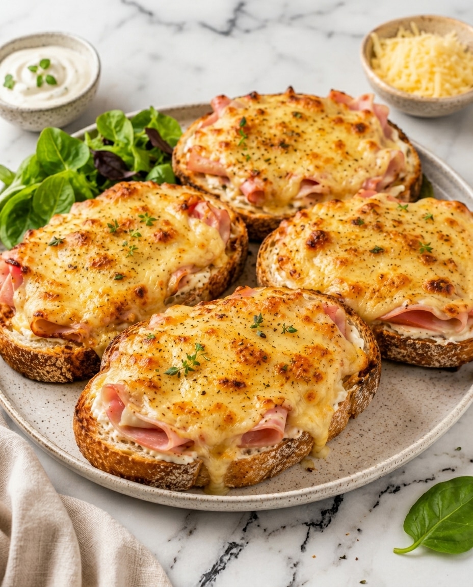 Tartines Gratinées au Jambon et Fromage à la Crème Fraîche :