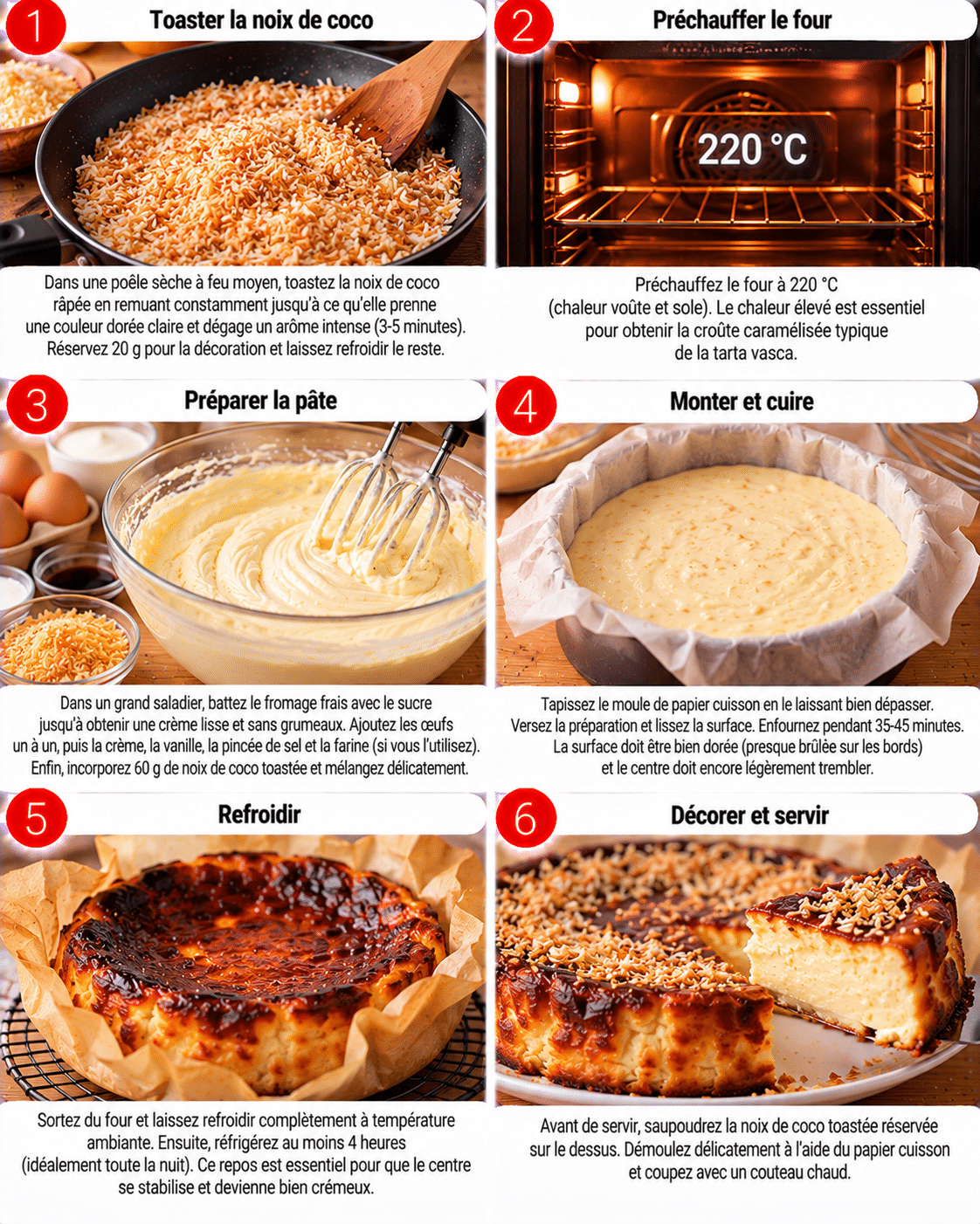 Tarta de Queso Vasca con Coco Tostado