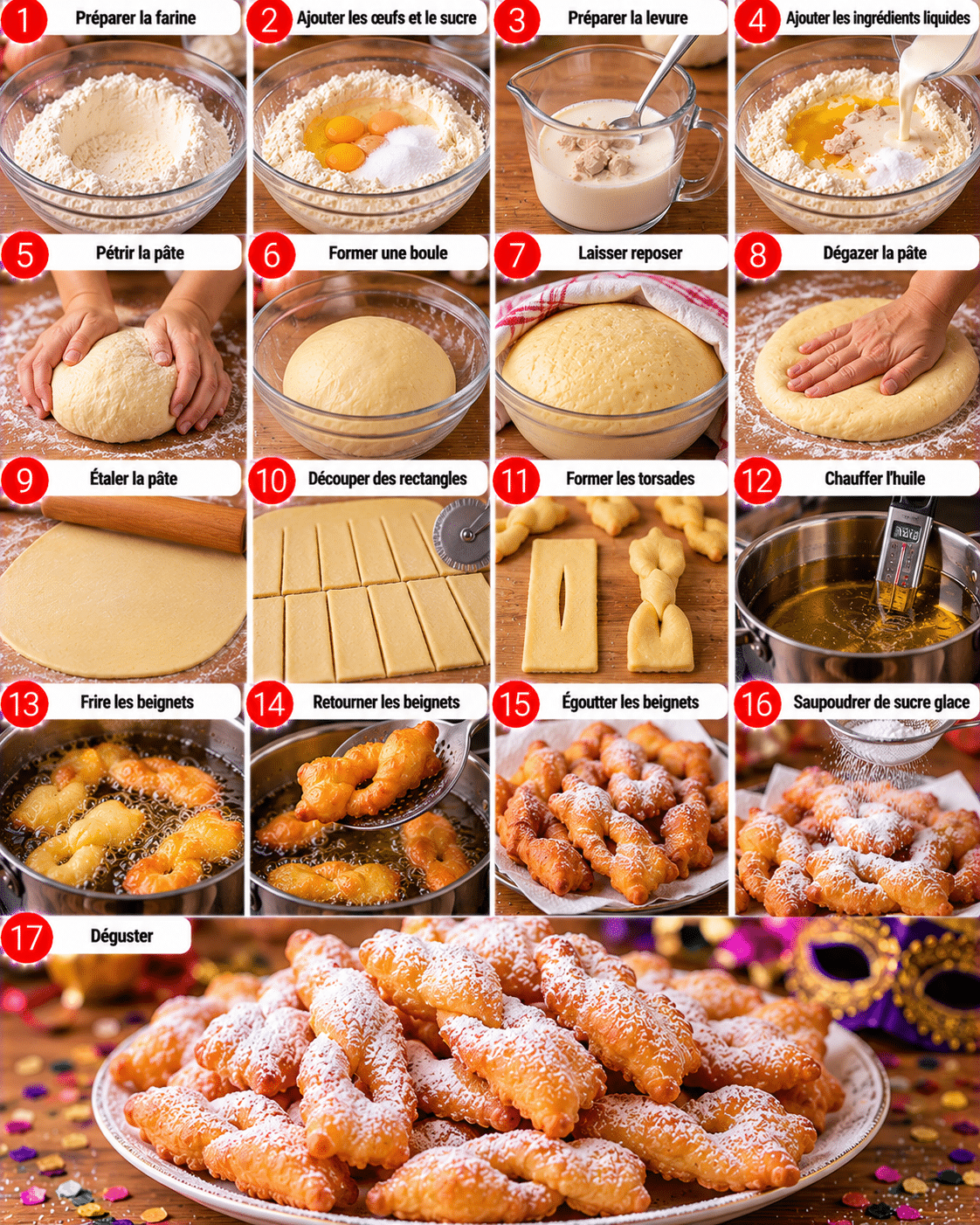 Guide de Préparation :Beignets de carnaval comme chez grand-mère : la recette traditionnelle à la fleur d’oranger