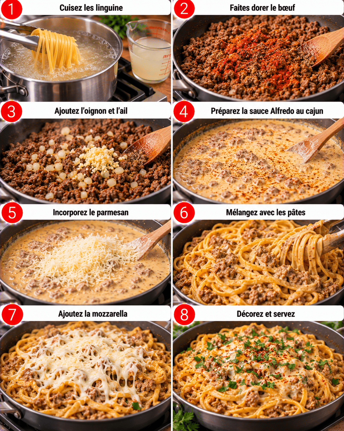 Guide de Préparation : Cajun Ground Beef Linguine in Garlic Alfredo: A Creamy, Bold Weeknight Dinner the Whole Family Will Crave Guide de Préparation : Cajun Ground Beef Linguine in Garlic Alfredo: A Creamy, Bold Weeknight Dinner the Whole Family Will Crave
