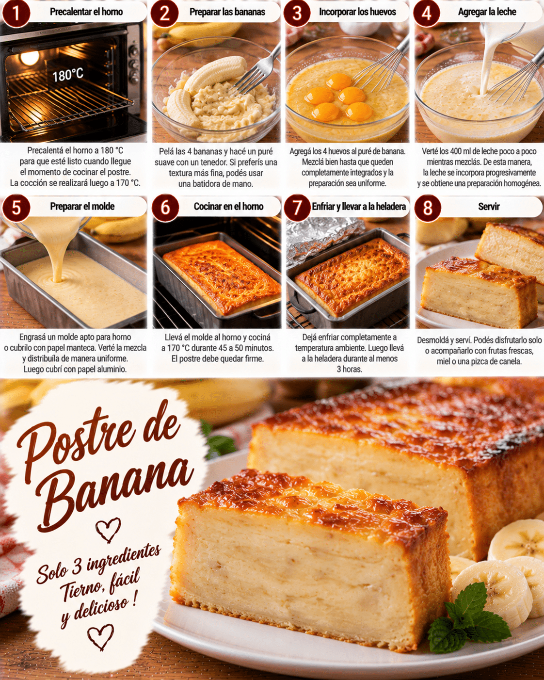 Guide de Préparation : Postre de banana con 4 ingredientes: fácil, cremoso y delicioso