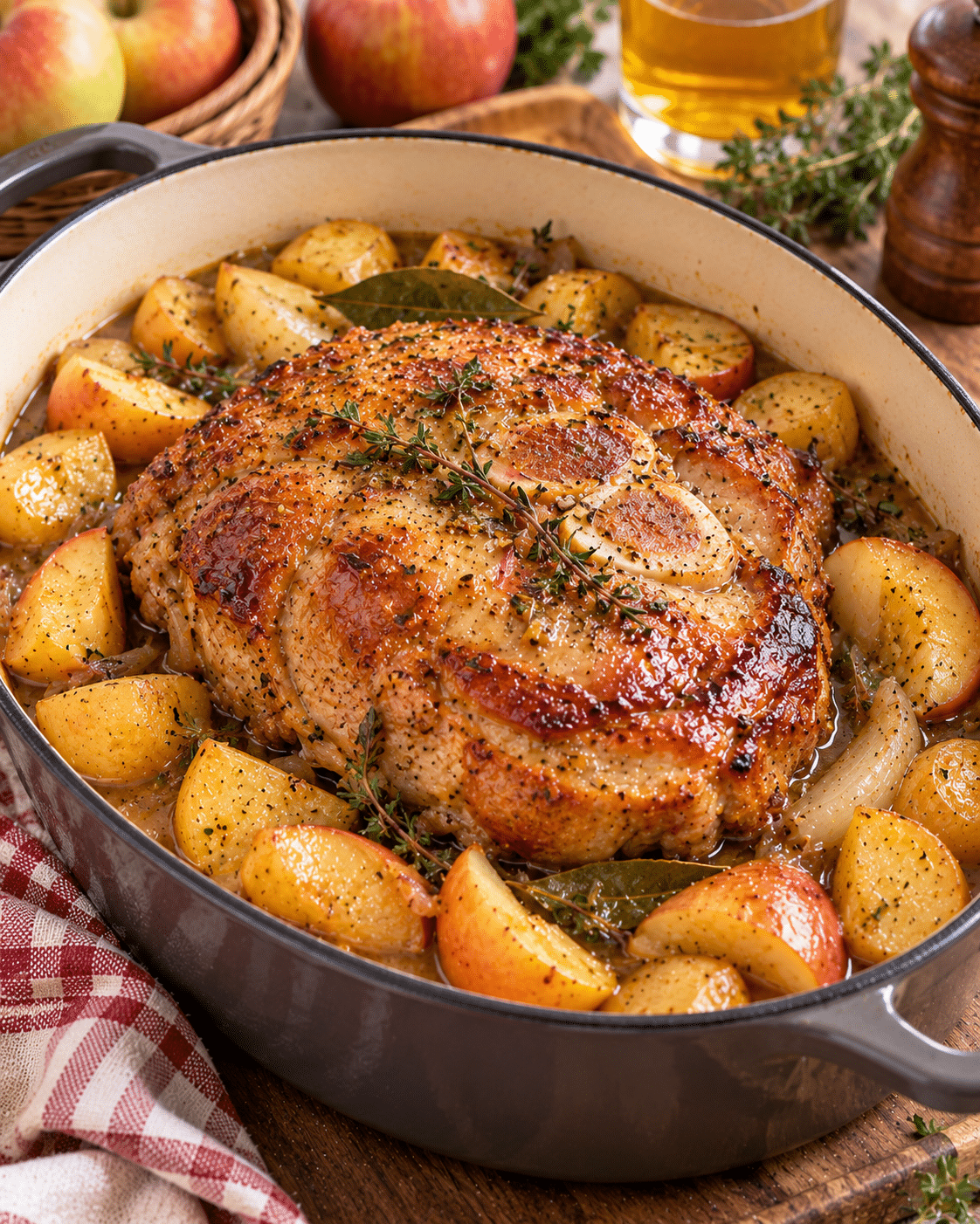 Rouelle de Porc Confite au Cidre et Pommes de Terre
