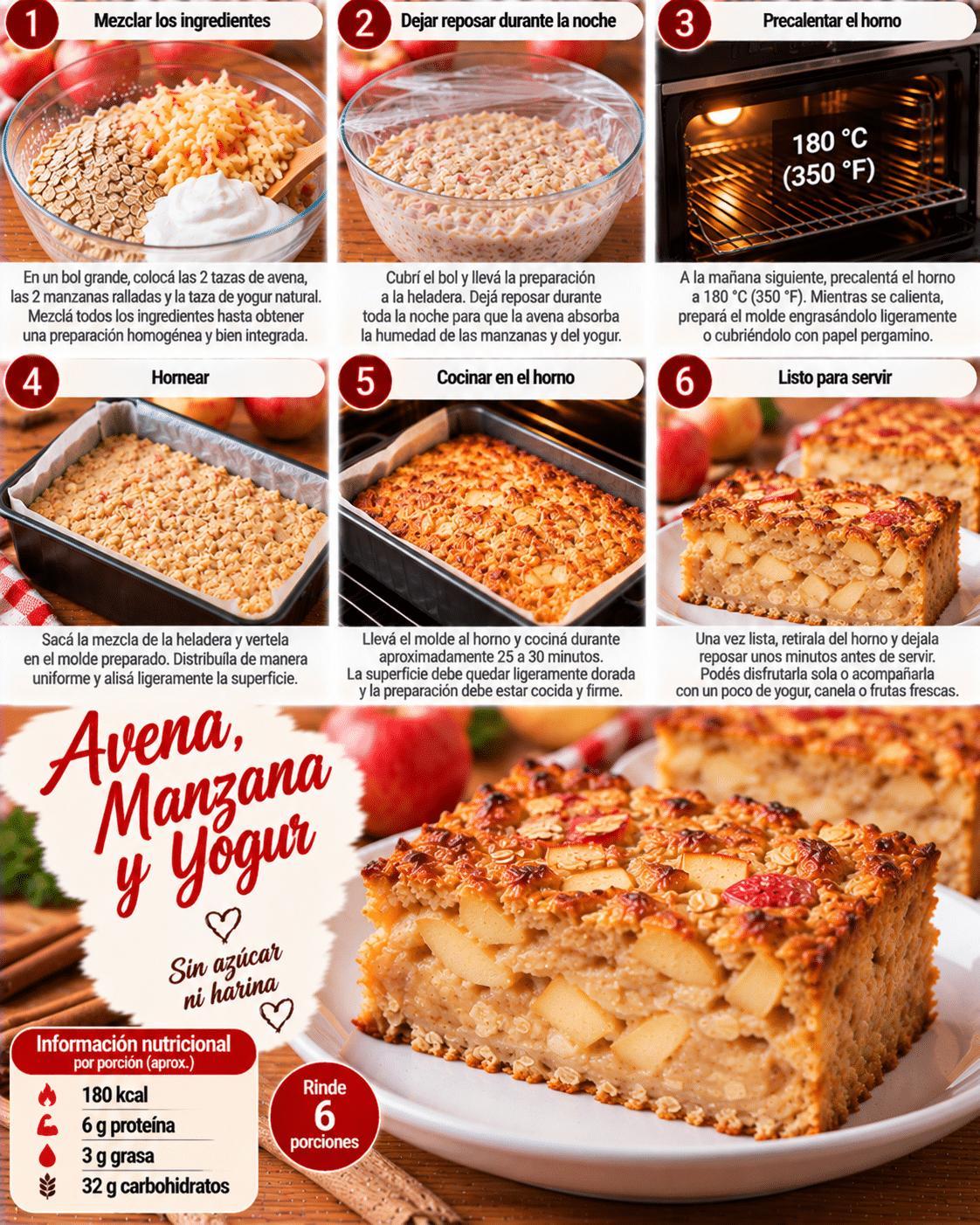 Guide de Préparation : Avena, Manzana y Yogur – Sin Azúcar ni Harina