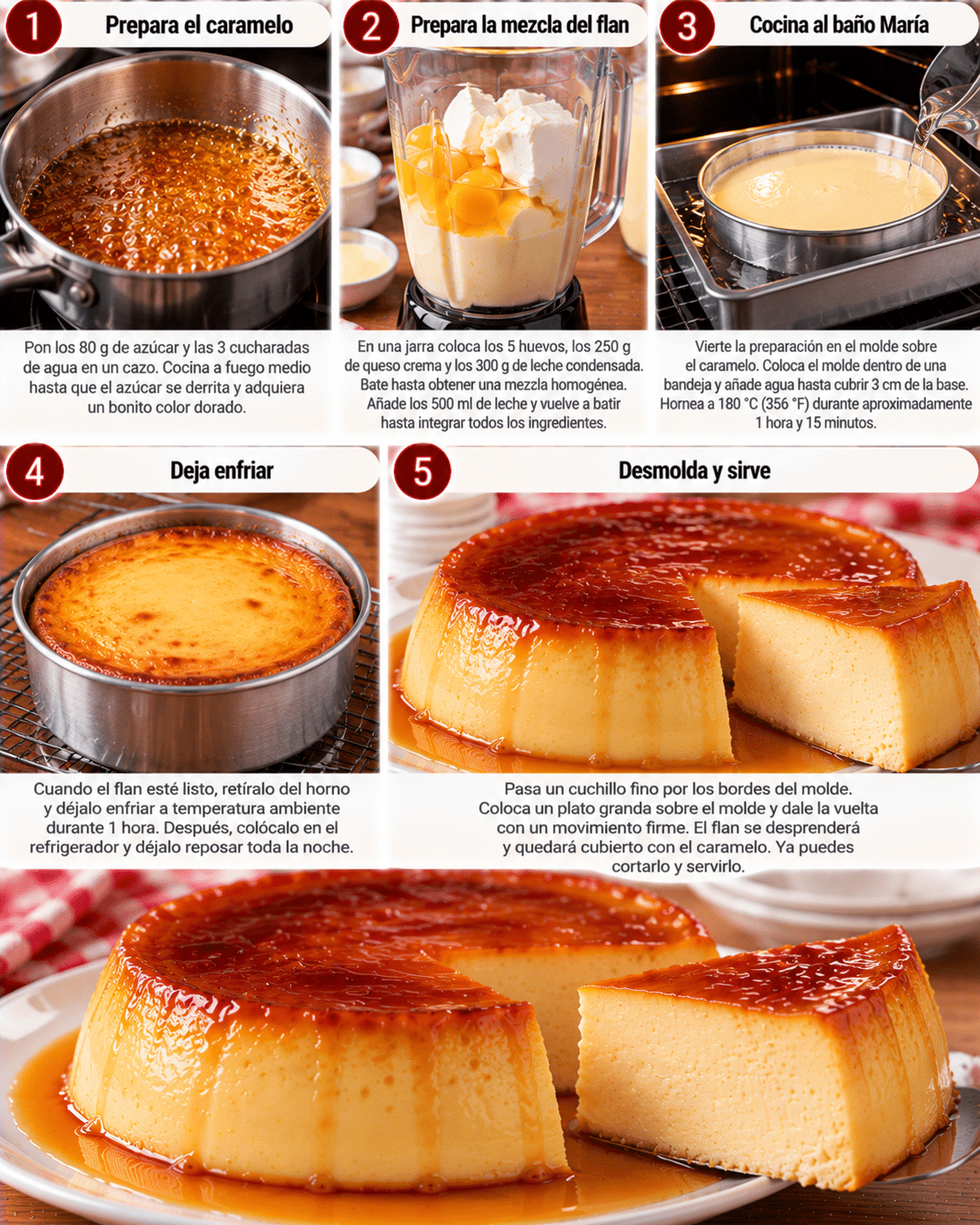 Guide de Préparation : Flan de Queso Cremoso y Casero Guide de Préparation : Flan de Queso Cremoso y Casero