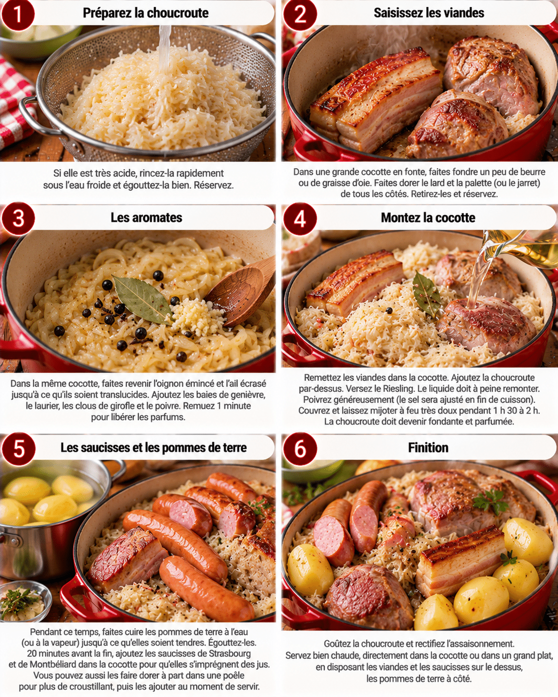 Guide de Préparation : Choucroute garnie à l’alsacienne en cocotte : la vraie recette qui sent bon l’Alsace
