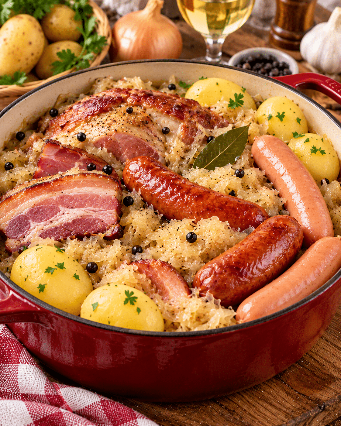 Choucroute garnie à l’alsacienne en cocotte : la vraie recette qui sent bon l’Alsace