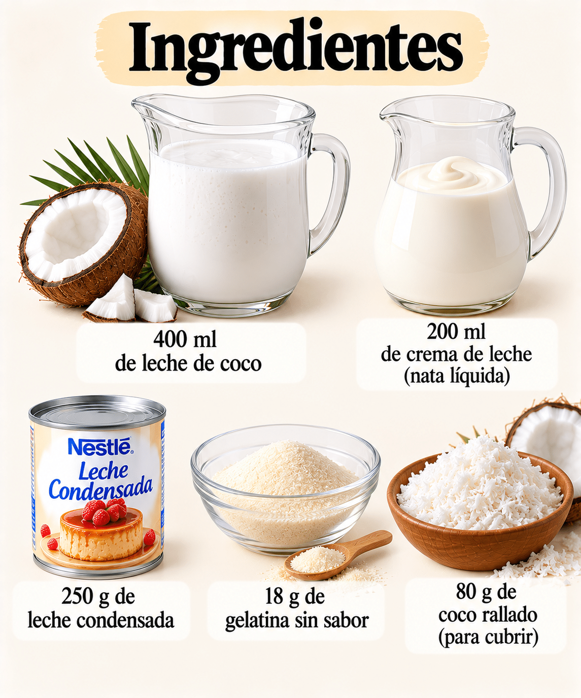 La Liste des Ingrédients : Postre Cremoso de Coco: el postre frío más fácil, jugoso y adictivo que vas a preparar