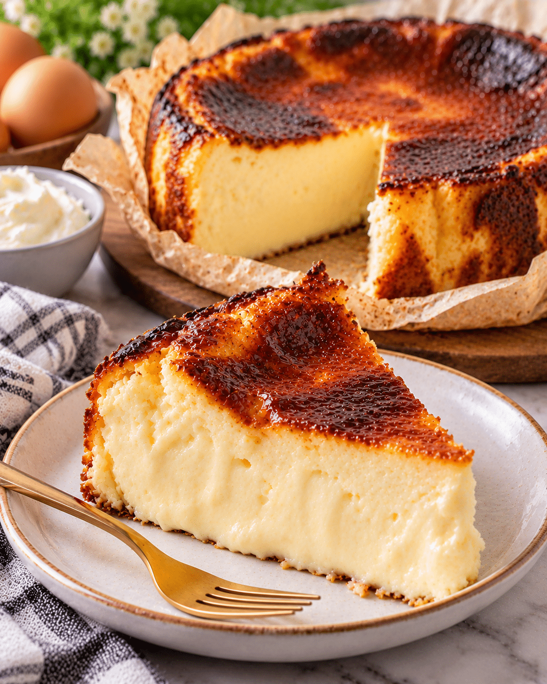 Tarta de Queso Vasca Súper Cremosa: la receta que enamora a la primera cucharada