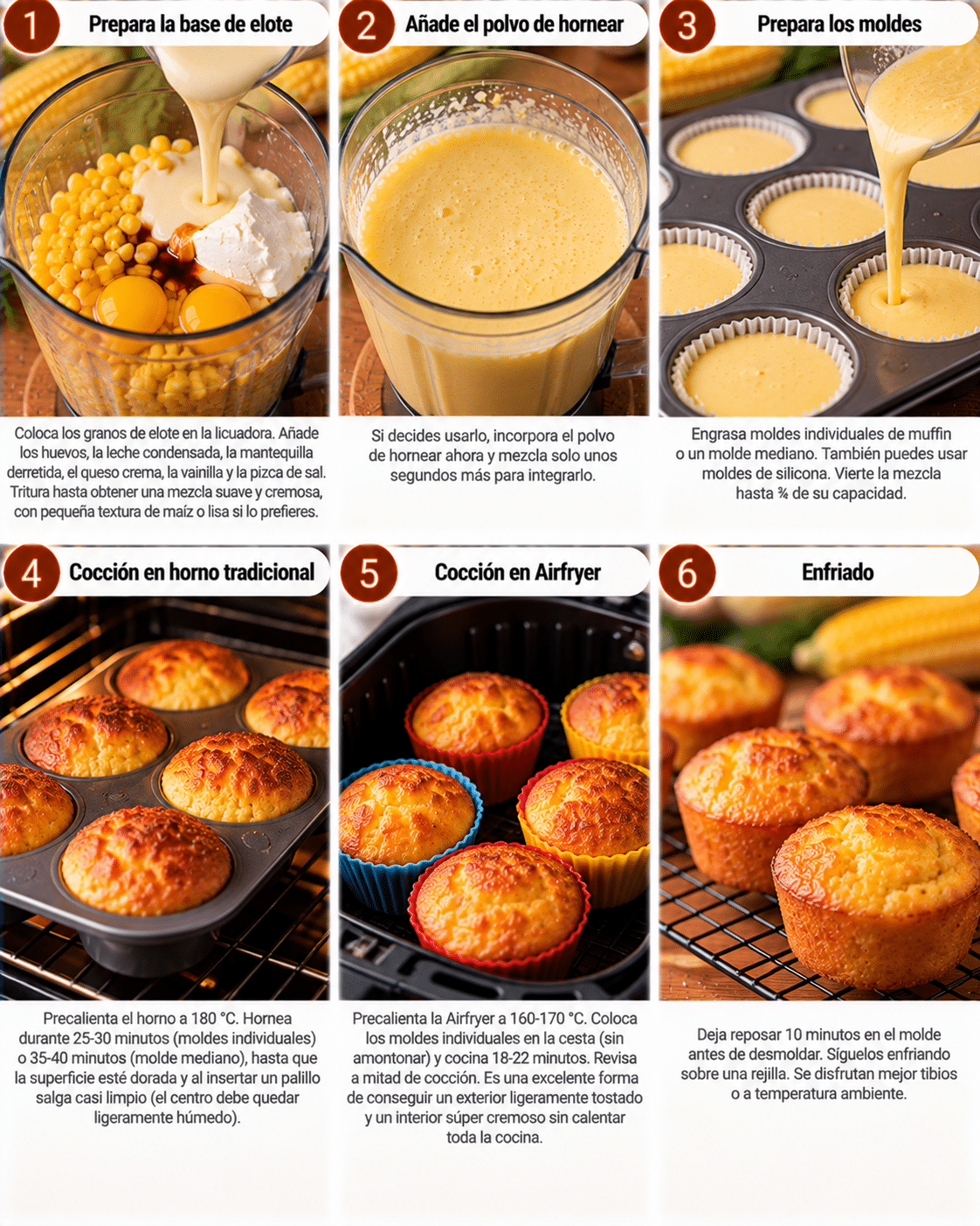 Guide de Préparation : Panecito de Elote Cremoso sin Harina: esponjoso, jugoso y con todo el sabor del maíz fresco Guide de Préparation : Panecito de Elote Cremoso sin Harina: esponjoso, jugoso y con todo el sabor del maíz fresco