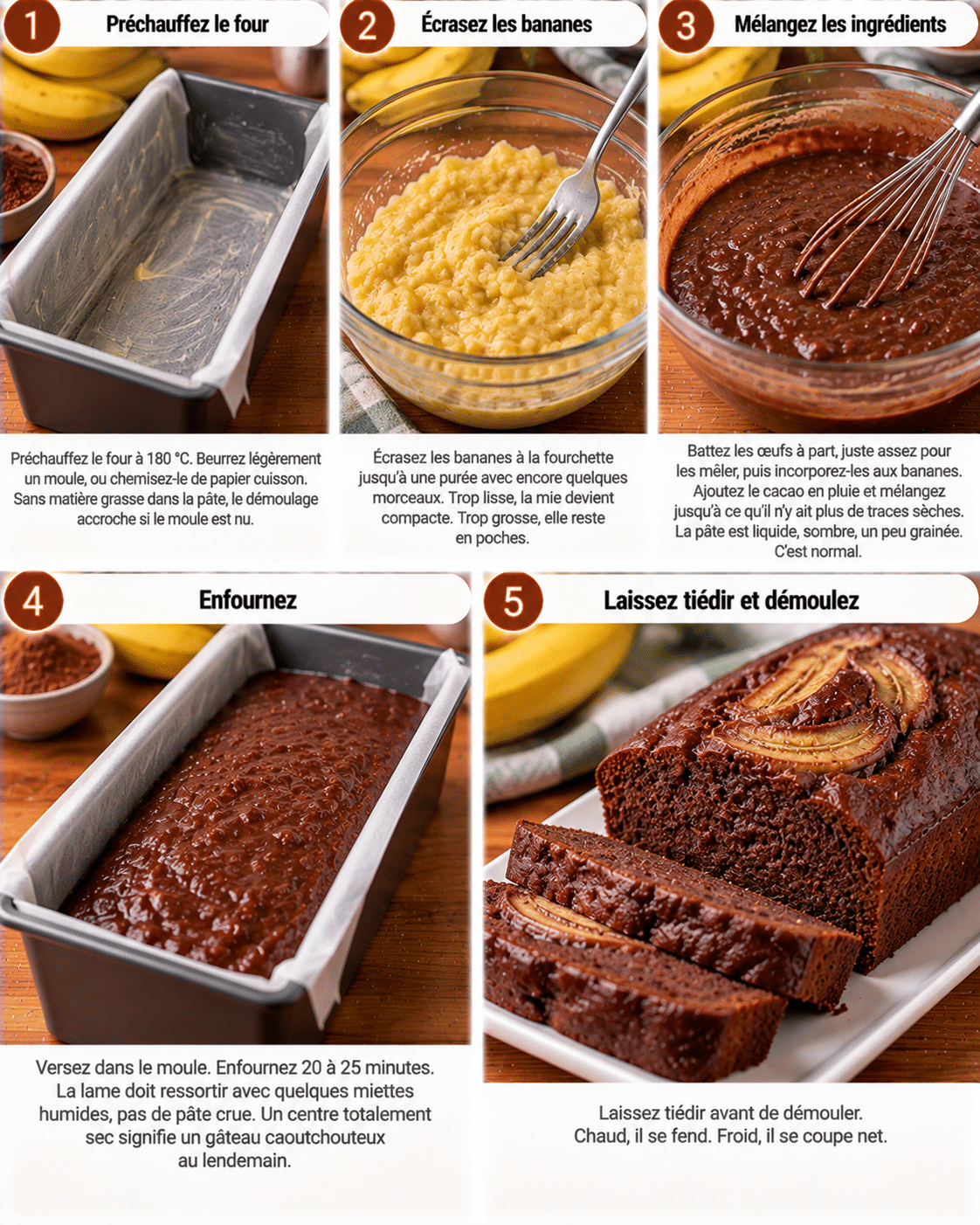 Guide de Préparation : Gâteau au chocolat et à la banane à 3 ingrédients : le gâteau du fond de corbeille Guide de Préparation : Gâteau au chocolat et à la banane à 3 ingrédients : le gâteau du fond de corbeille
