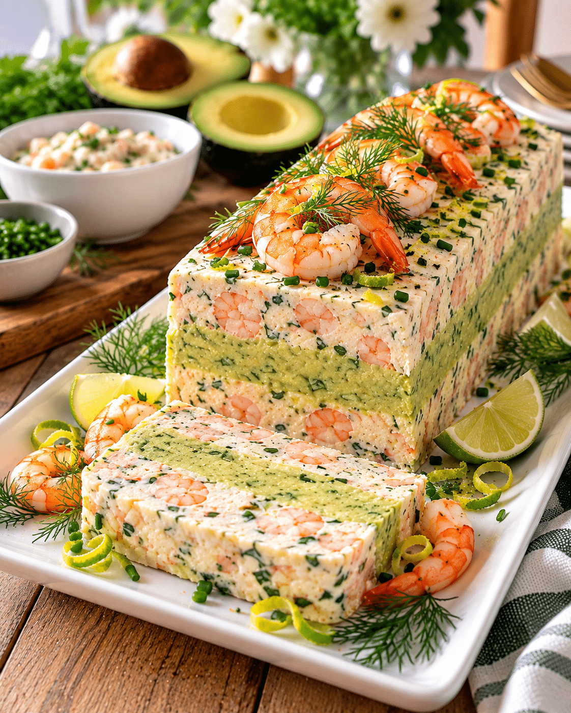 Bûche de crevettes à l’avocat et citron vert