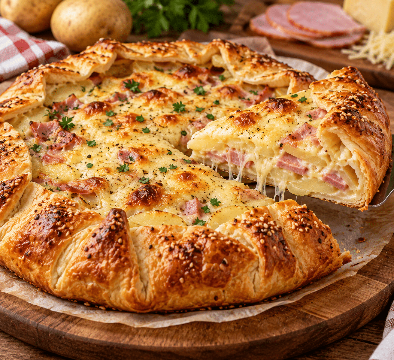 Tarte rustique au jambon et aux pommes de terre : le plat du frigo qui a l’air d’un dimanche