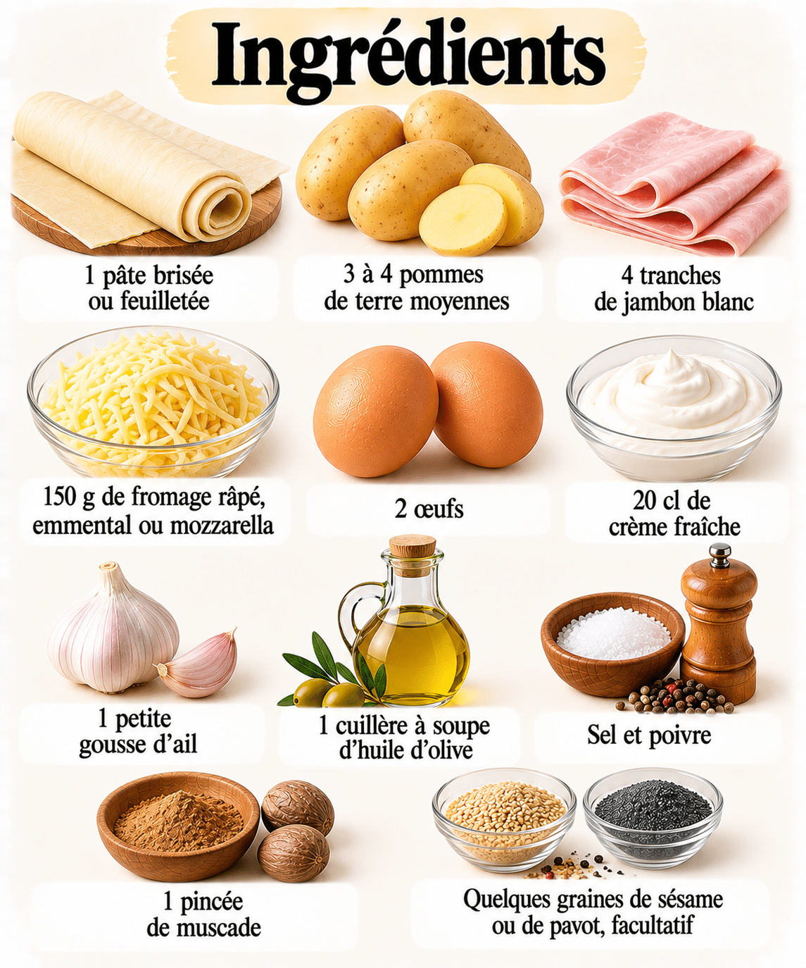 La Liste des Ingrédients : Tarte rustique au jambon et aux pommes de terre : le plat du frigo qui a l’air d’un dimanche