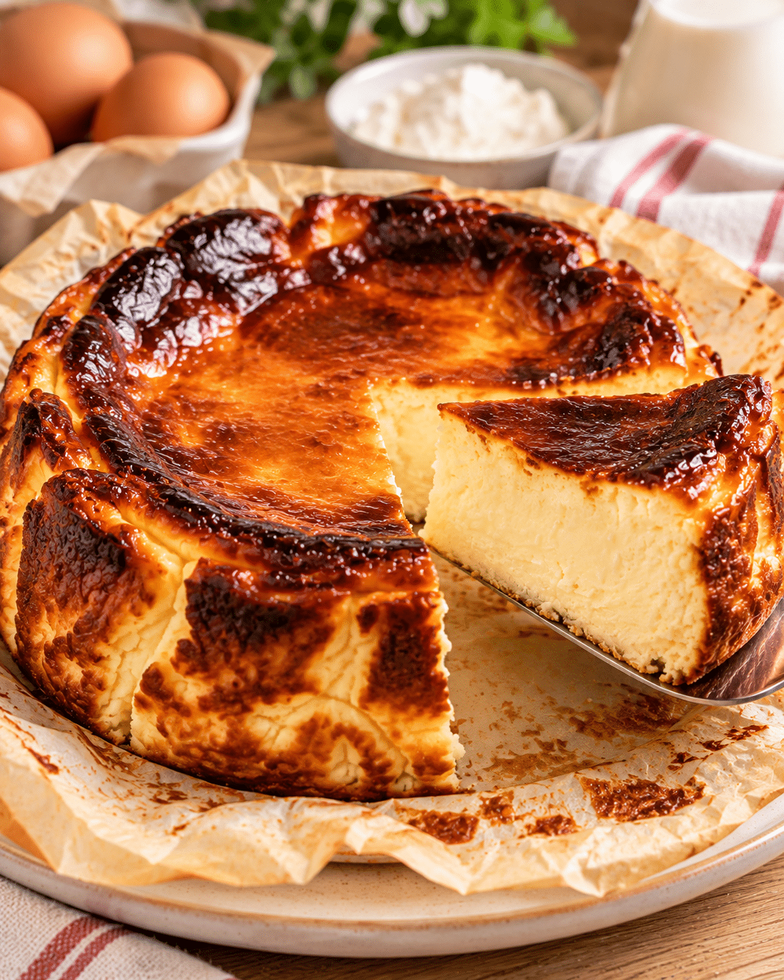 Tarta de queso cremosa de 4 ingredientes sin harina