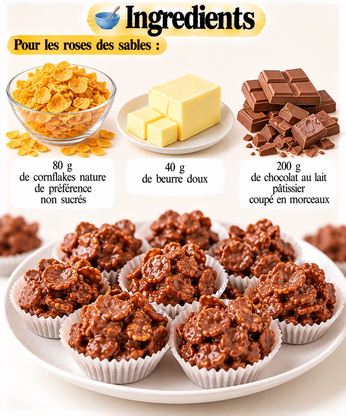La Liste des Ingrédients : Roses des sables de Noël au chocolat : la recette simple et croustillante