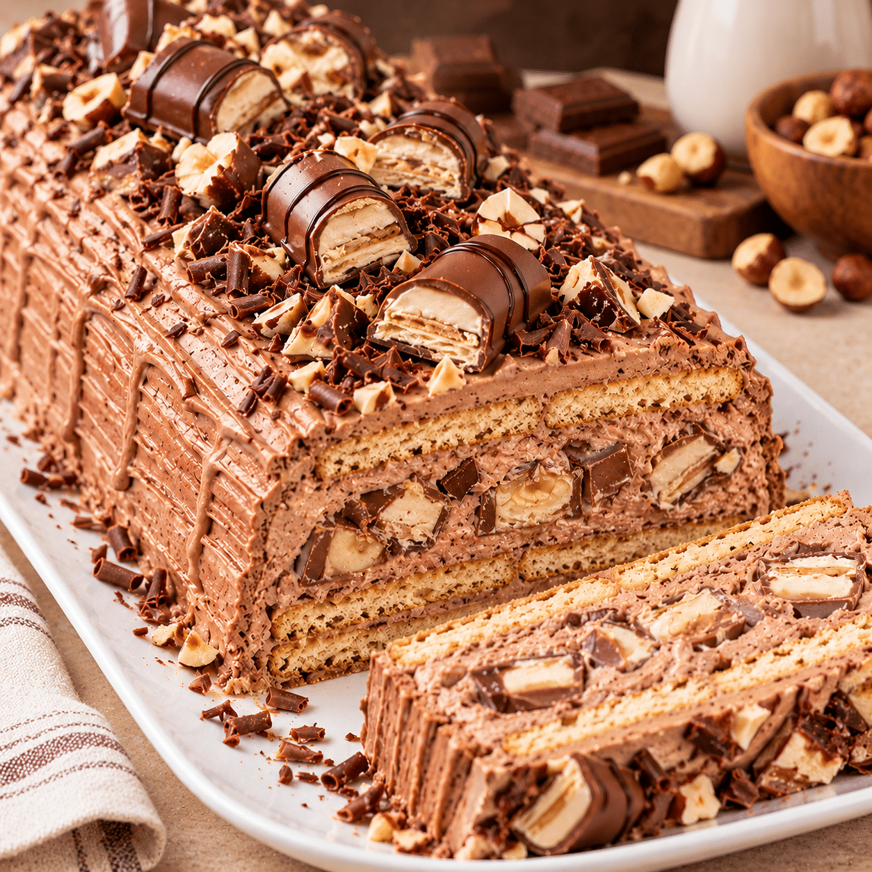 Bûche Kinder Bueno sans cuisson, ultra gourmande