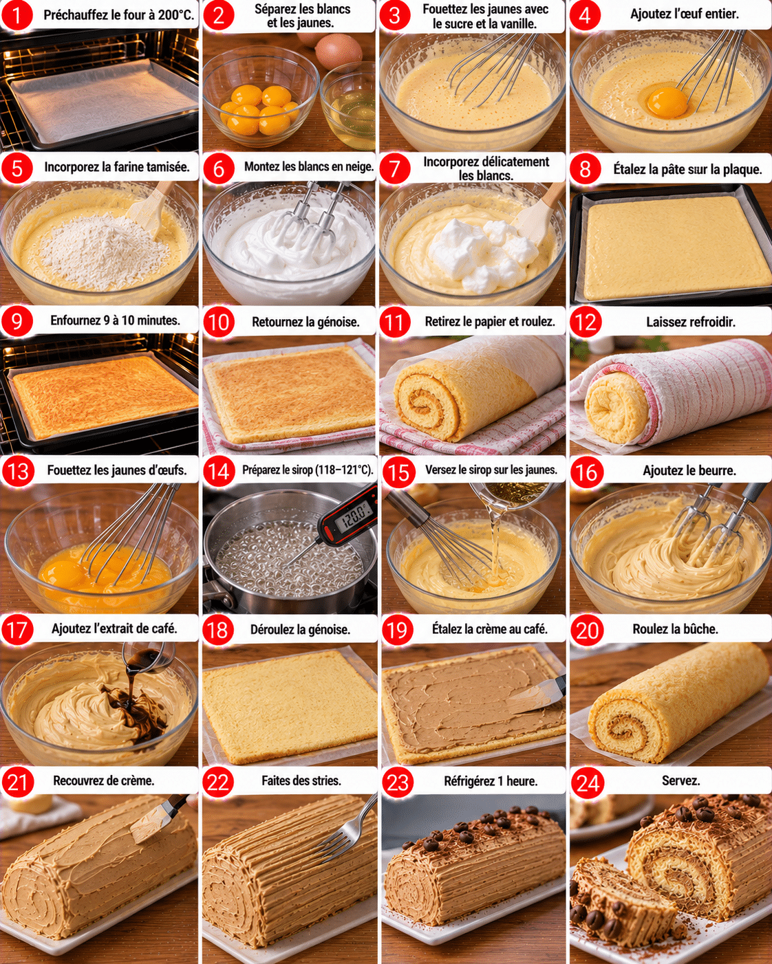 Guide de Préparation : Bûche pâtissière au café, moelleuse et crémeuse : la recette élégante pour les fêtes