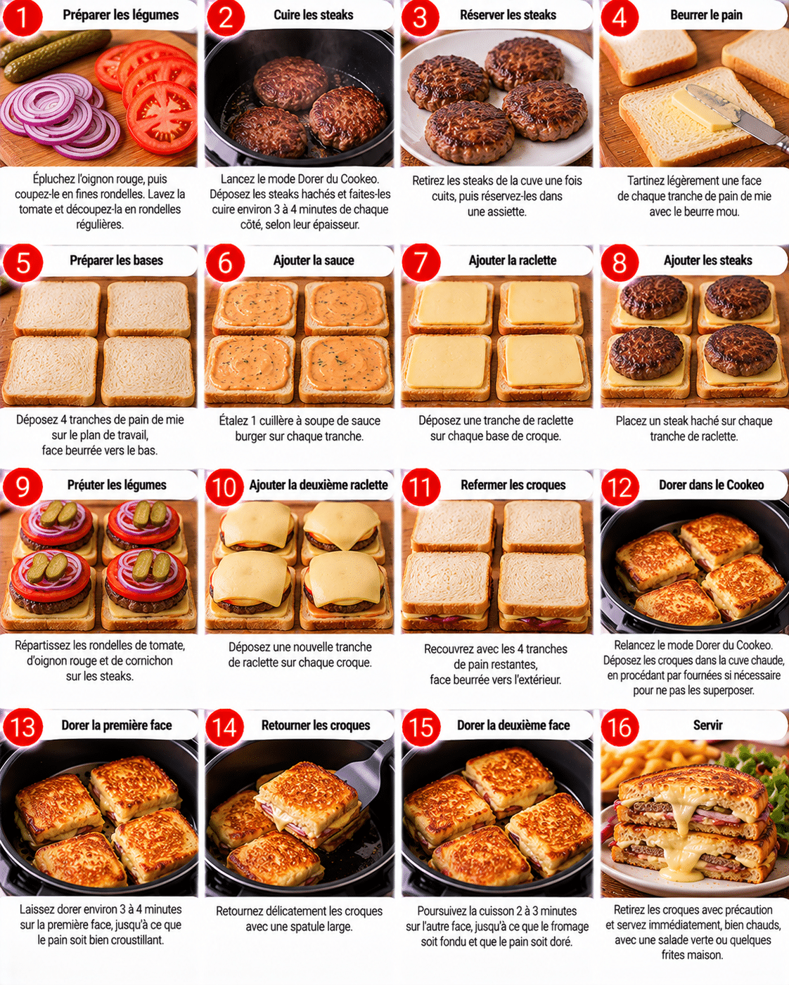 Guide de Préparation : Croques façon burger à la raclette au Cookeo : le sandwich gourmand qui se prépare sans surveillance Guide de Préparation : Croques façon burger à la raclette au Cookeo : le sandwich gourmand qui se prépare sans surveillance