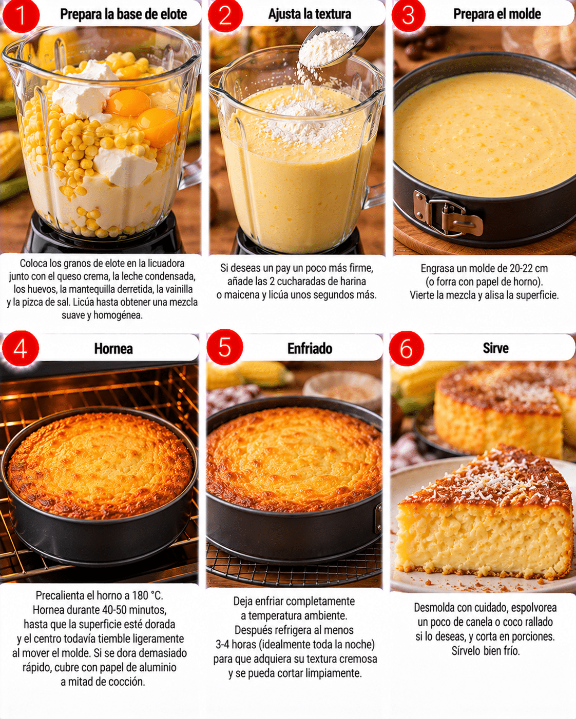 Guide de Préparation : Pay de elote con queso crema casero Guide de Préparation : Pay de elote con queso crema casero