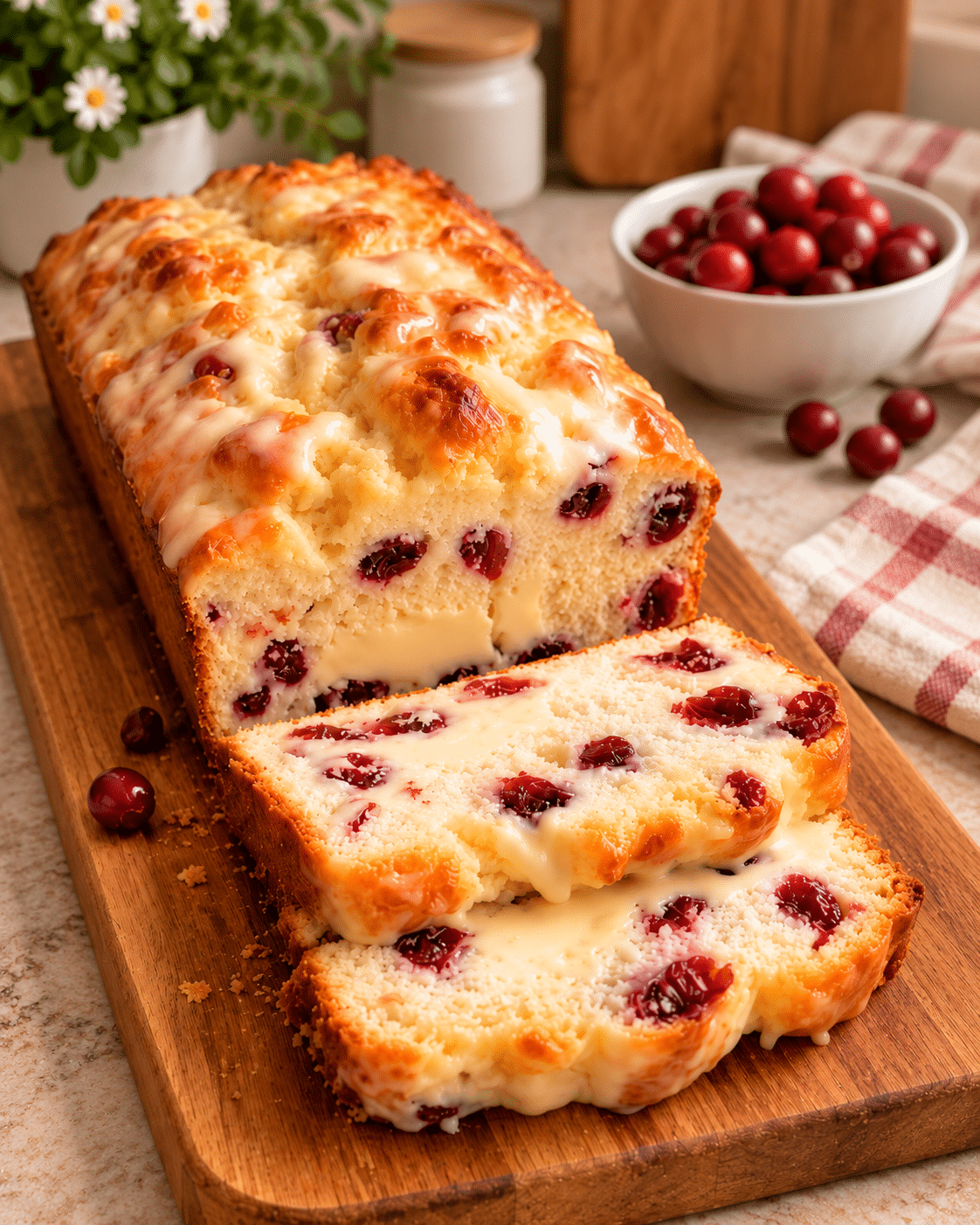 Panqué de queso crema y arándanos rojos: suave, húmedo y con un contraste irresistible