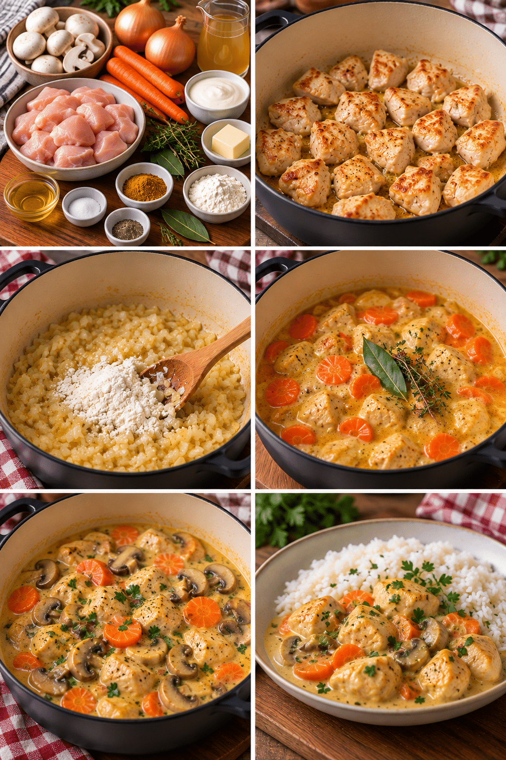 Guide de Préparation :Blanquette de poulet au curry doux : la version familiale crémeuse et parfumée