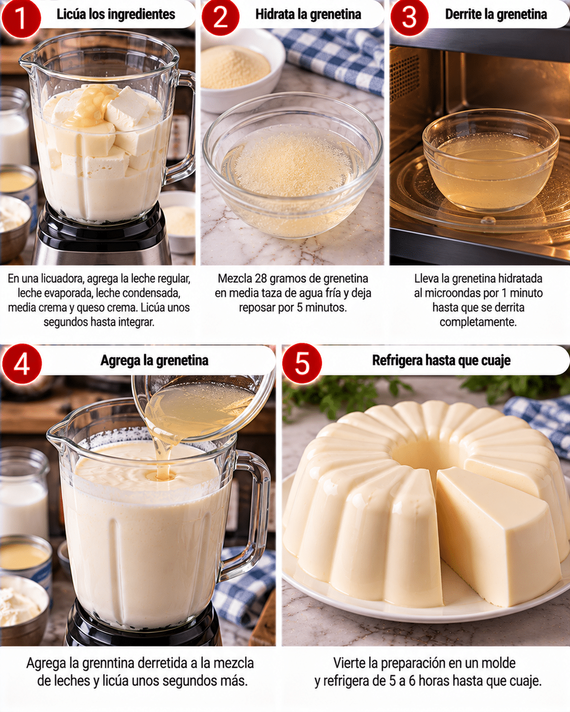 Guide de Préparation : Gelatina de queso crema: cremosa, suave y con ese sabor irresistible de postre casero Guide de Préparation : Gelatina de queso crema: cremosa, suave y con ese sabor irresistible de postre casero
