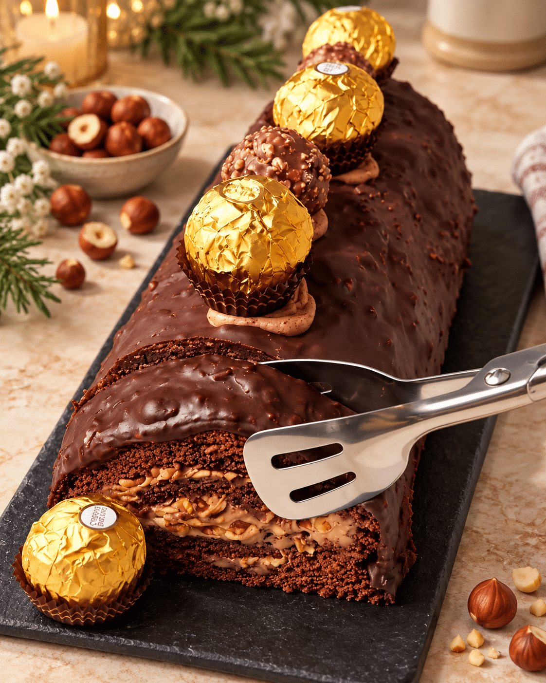 Bûche façon Ferrero Rocher :