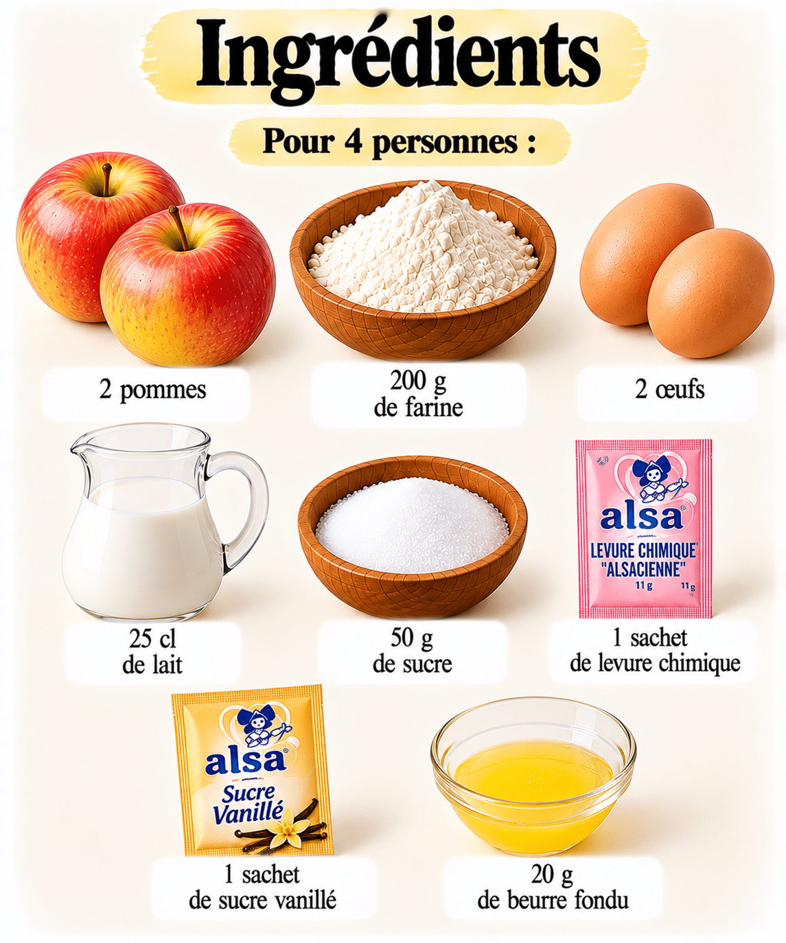 La Liste des Ingrédients : Beignets aux pommes au Cookeo : avec ou sans sucre dessus ?