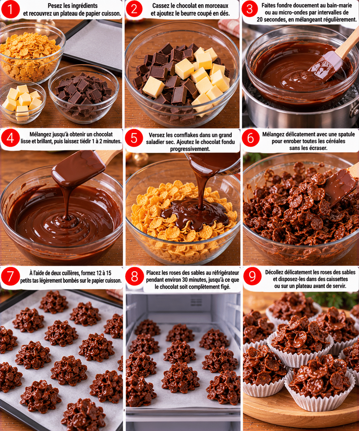 Guide de Préparation : Roses des sables de Noël au chocolat : la recette simple et croustillante