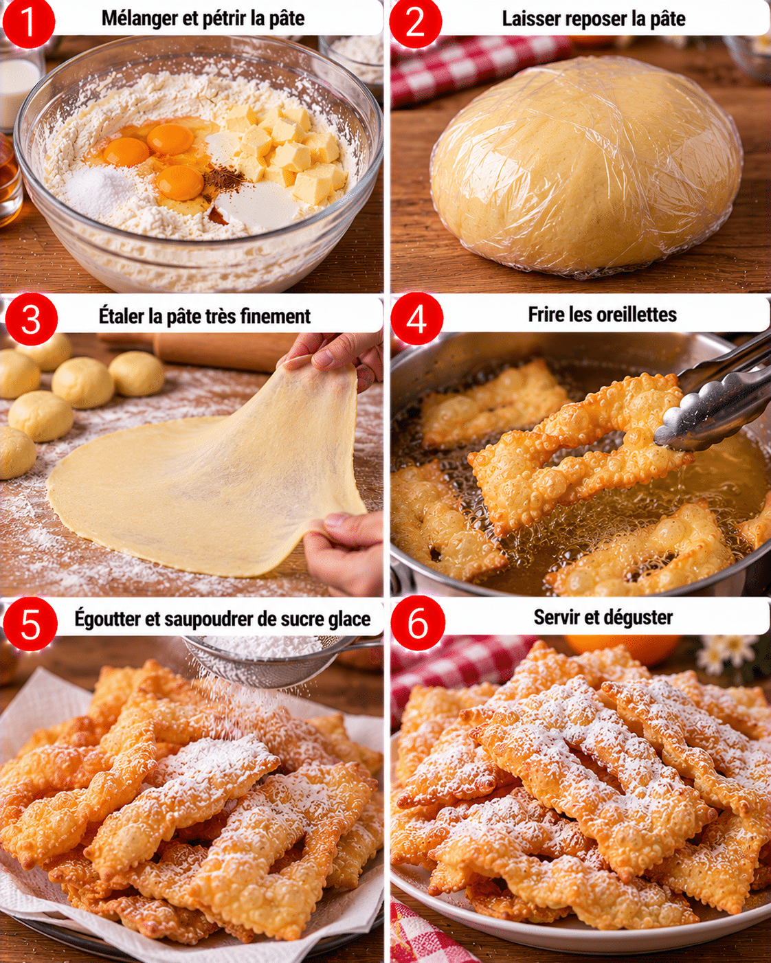 Guide de Préparation : Les oreillettes croustillantes de grand-mère : les beignets fins qui sentent le carnaval