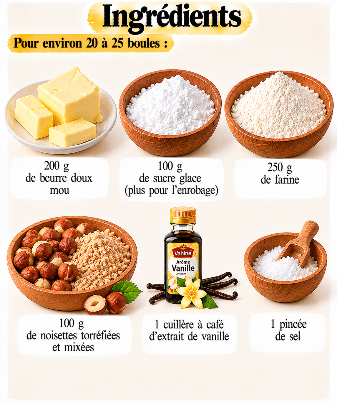 La Liste des Ingrédients : Boules de neige de Noël : biscuits sablés au sucre glace ultra fondants