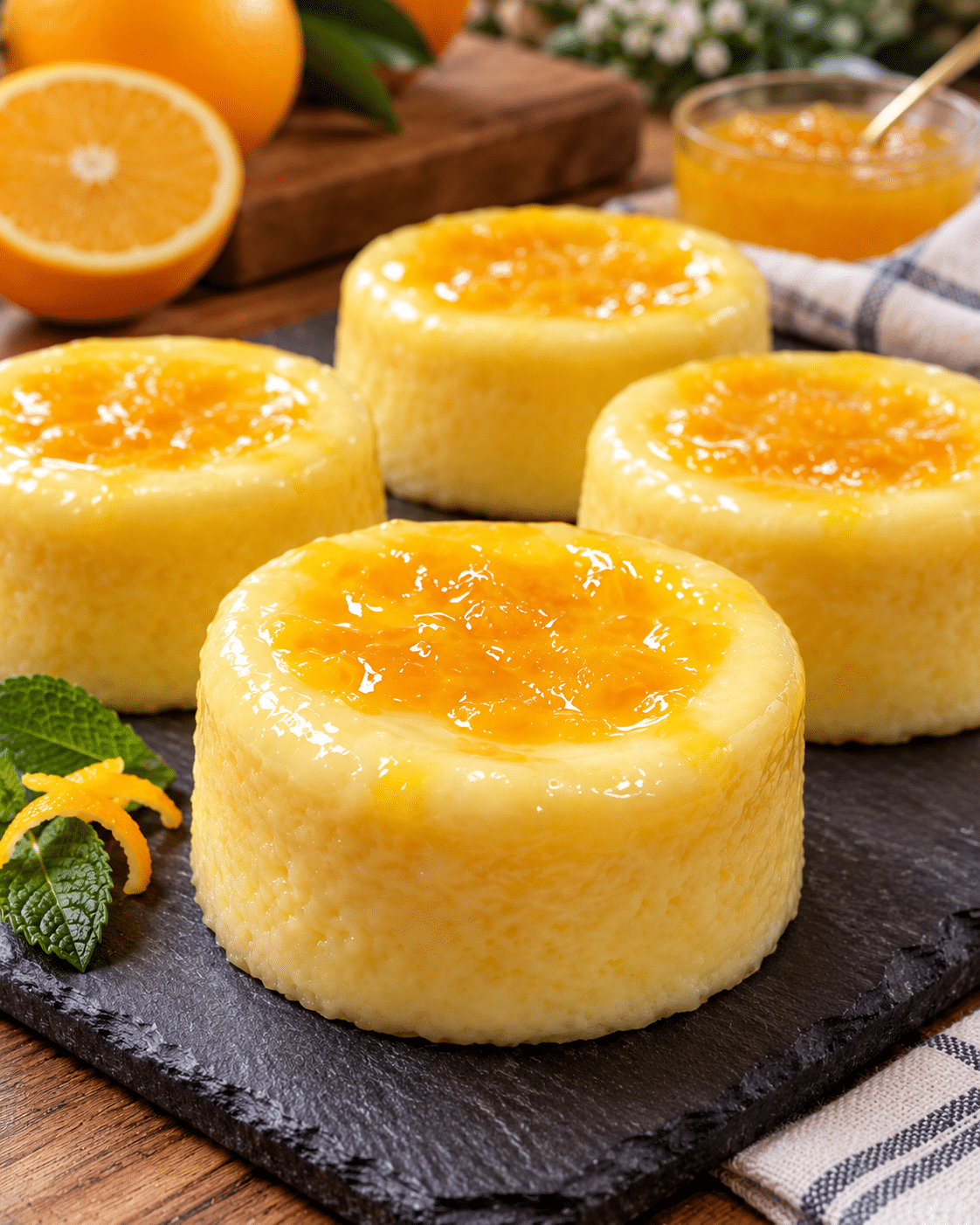 Mini flanes de elote y queso crema