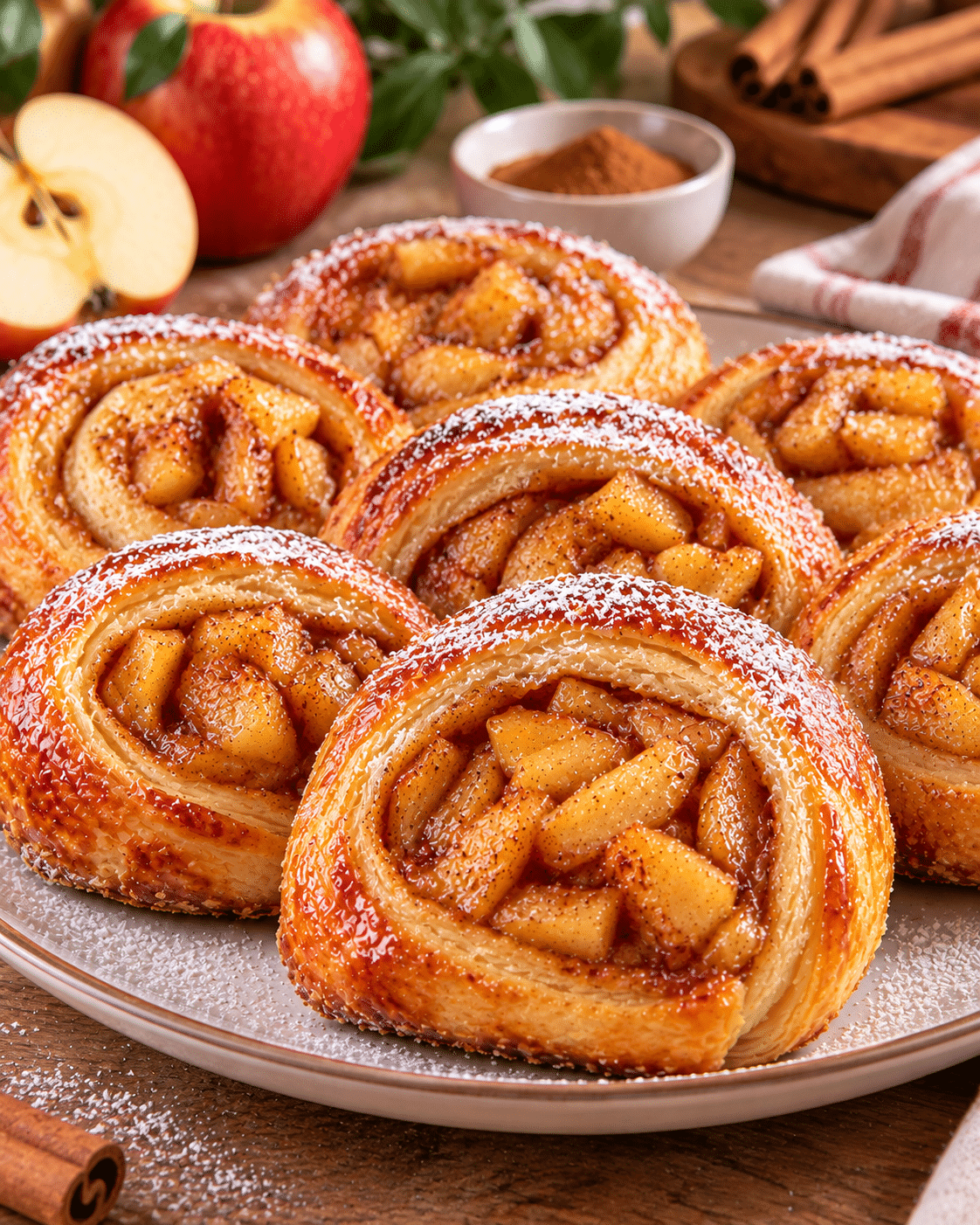 Rollitos de hojaldre con manzana y canela
