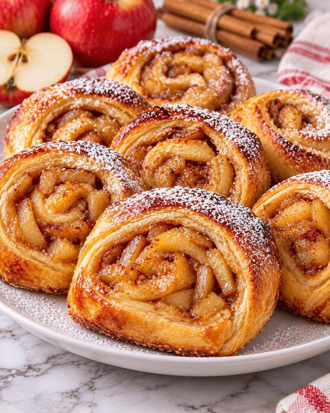 Rollitos de hojaldre con manzana y canela: crujientes, aromáticos y listos en minutos