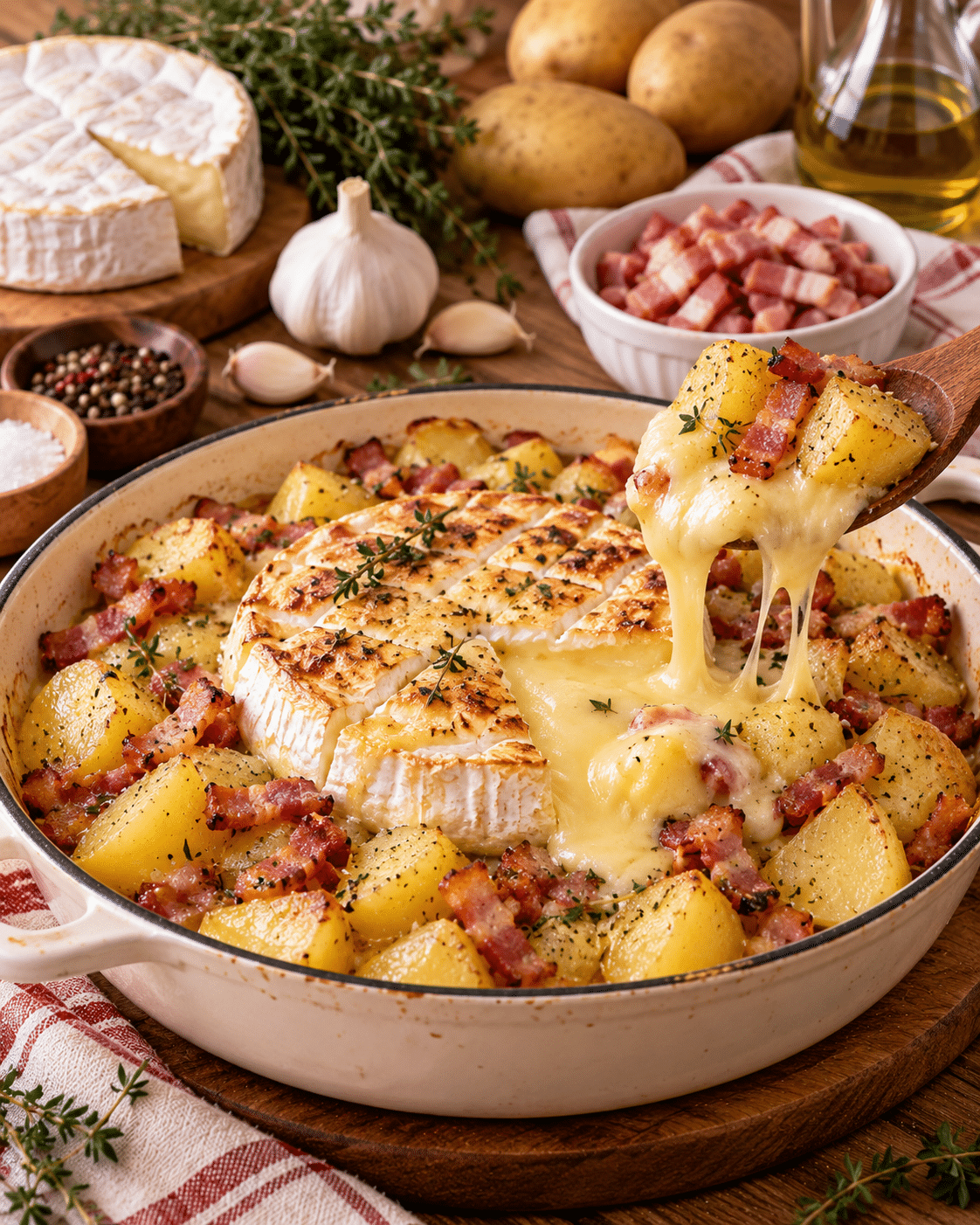 Camembert rôti coulant, pommes de terre fondantes et lardons au Cookeo : le plat complet et réconfortant