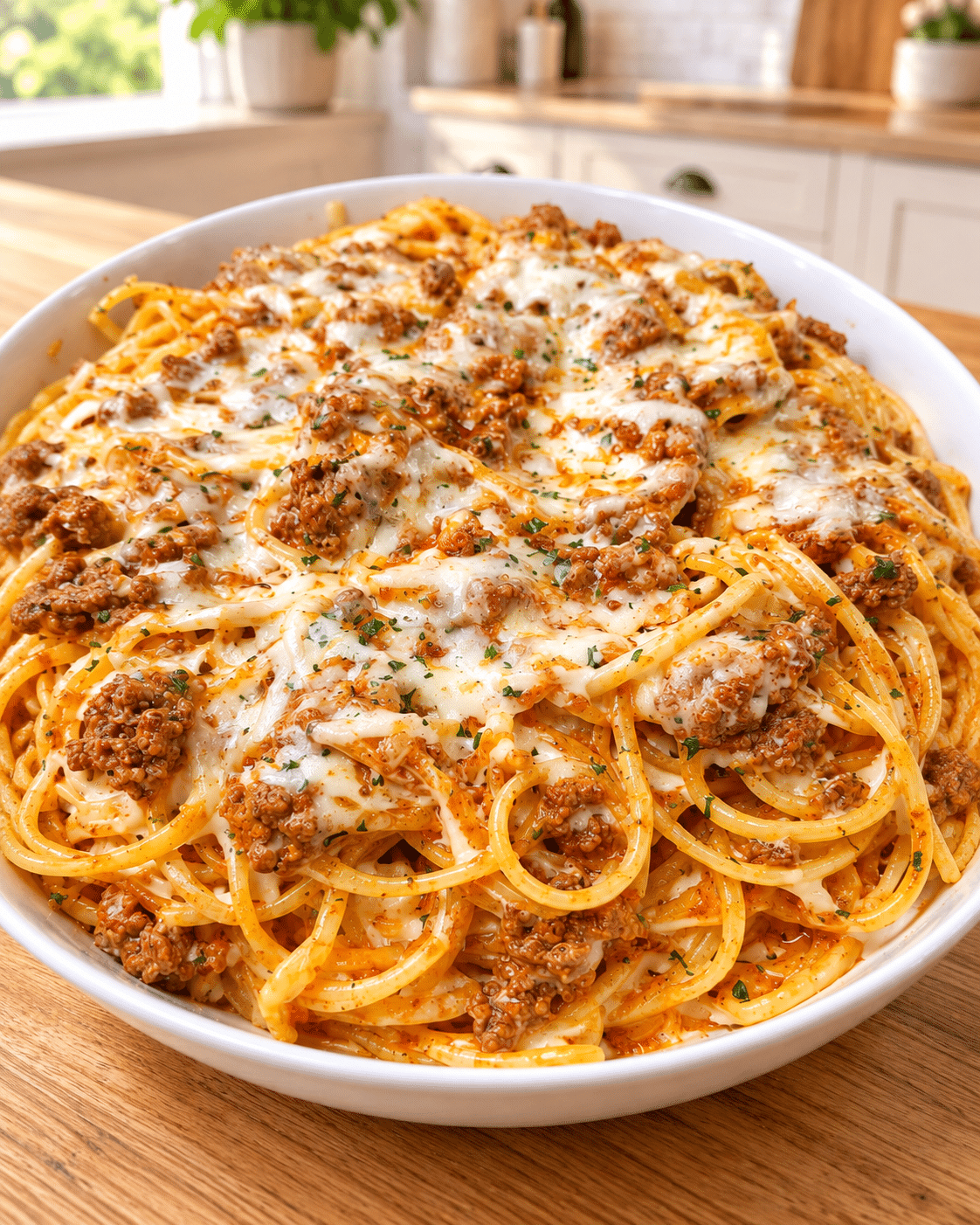 Cajun Ground Beef Linguine in Garlic Alfredo