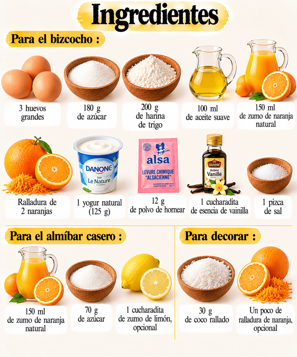 La Liste des Ingrédients : Bizcocho de naranja súper jugoso con almíbar casero: tierno, húmedo y lleno de aroma