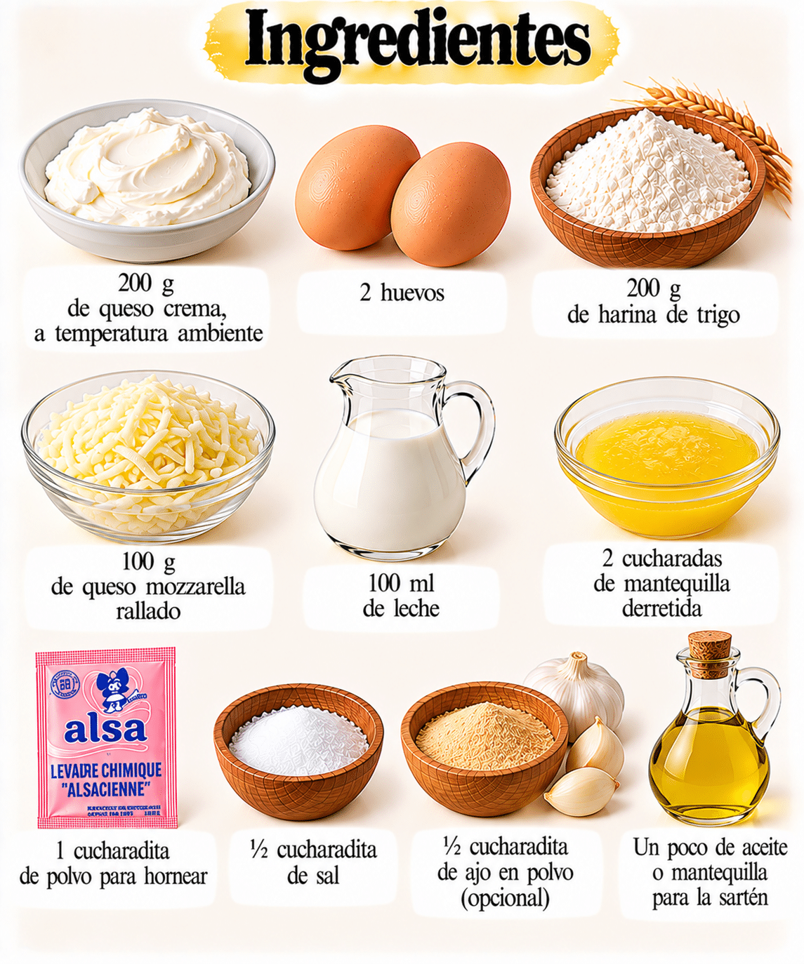 La Liste des Ingrédients : Panquecitos de queso crema en sartén: esponjosos, quesosos y listos en minutos