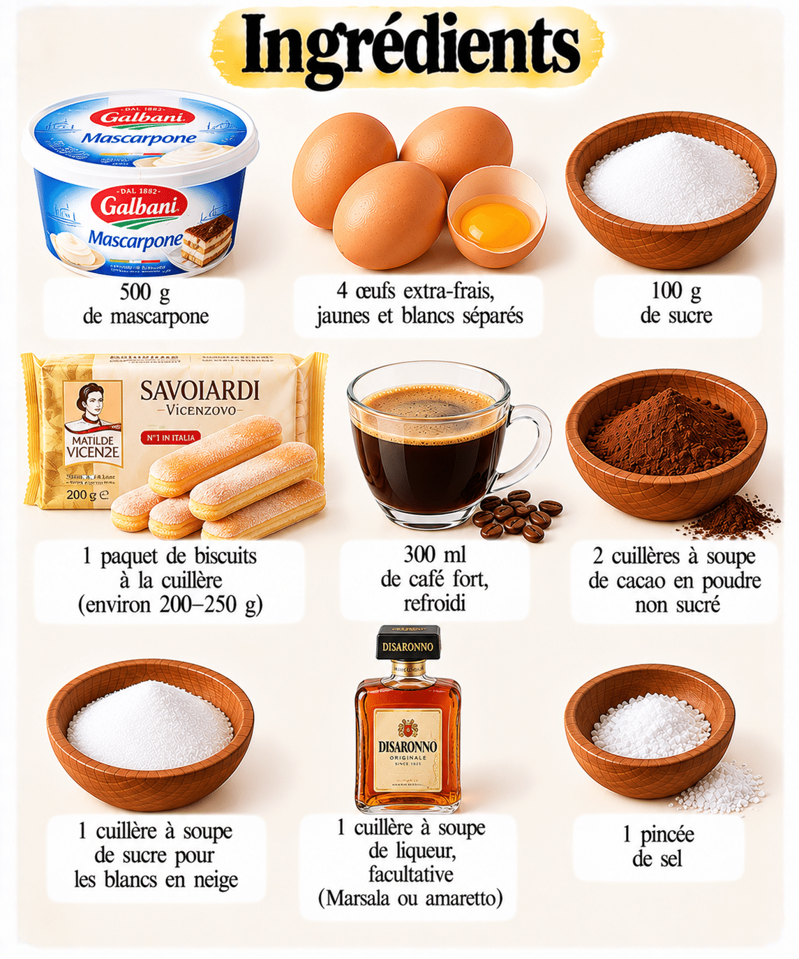 La Liste des Ingrédients : Tiramisu à ma façon, crémeux et irrésistible : la recette sans cuisson qui plaît toujours