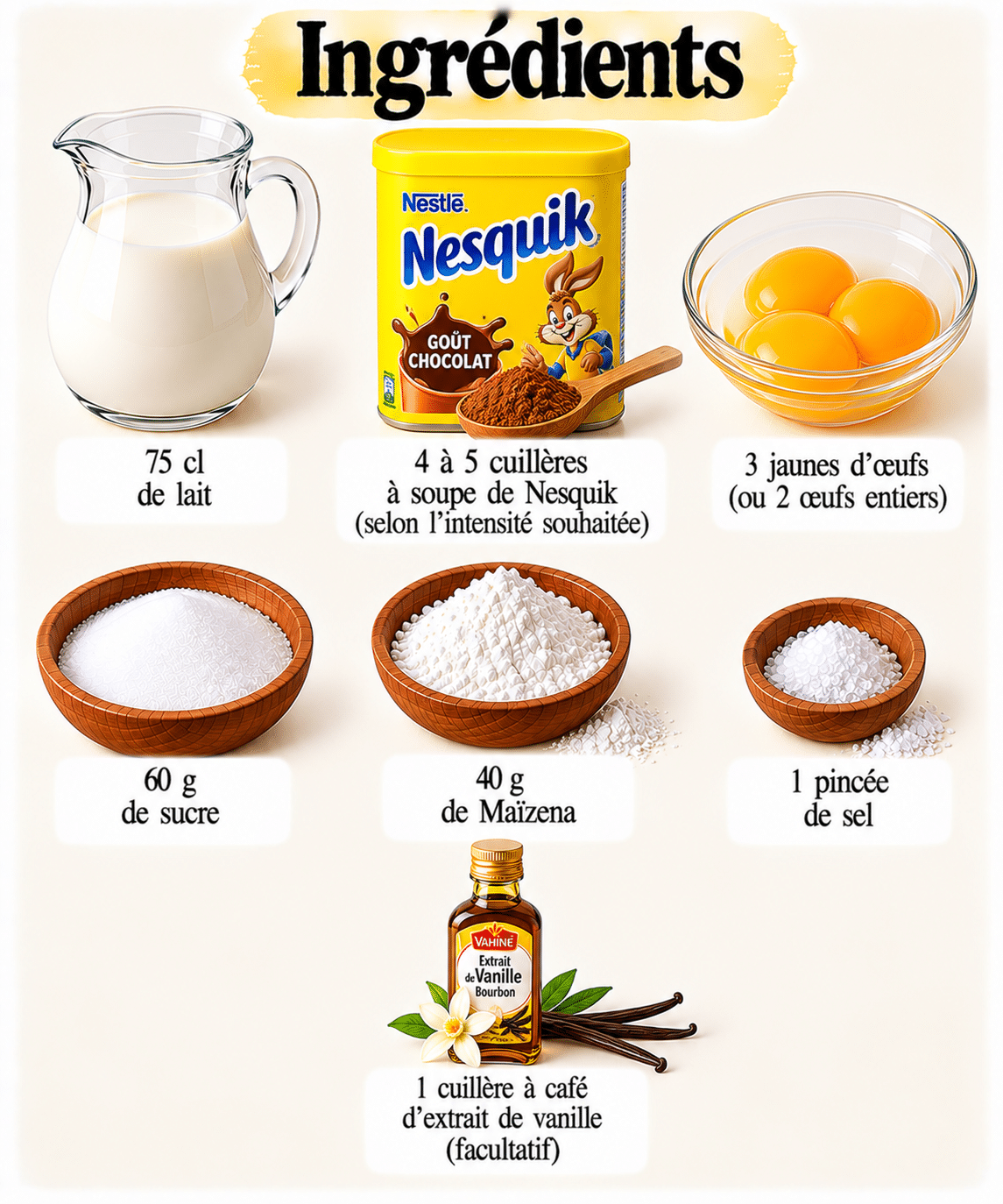 Guide de Préparation : Crème dessert au Nesquik : la recette rapide et chocolatée qui plaît à tous
