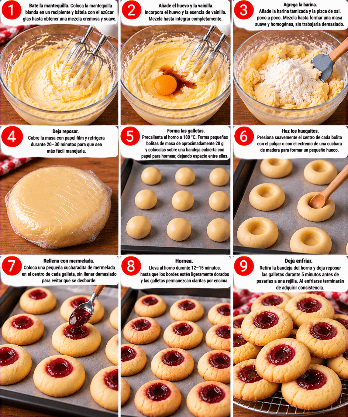 Guide de Préparation : Galletas de mantequilla y mermelada: tiernas, aromáticas y con corazón de fruta
