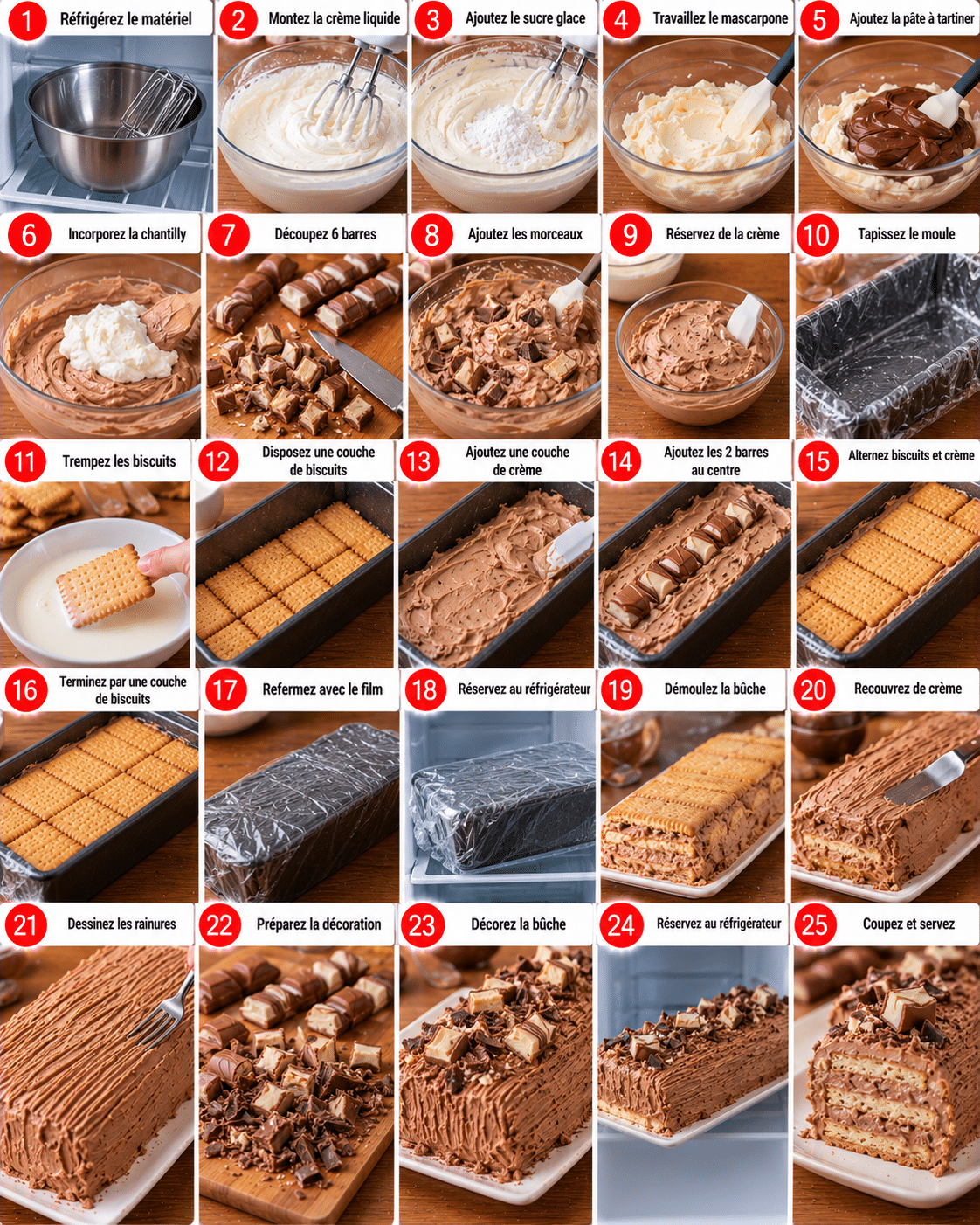 Guide de Préparation : Bûche Kinder Bueno sans cuisson, ultra gourmande : le dessert express qui impressionne