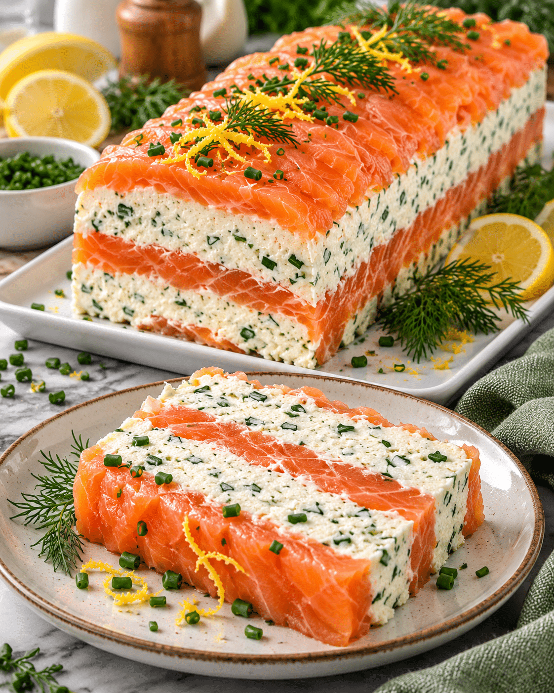 Bûche au saumon et fromage frais : la recette froide chic et élégante