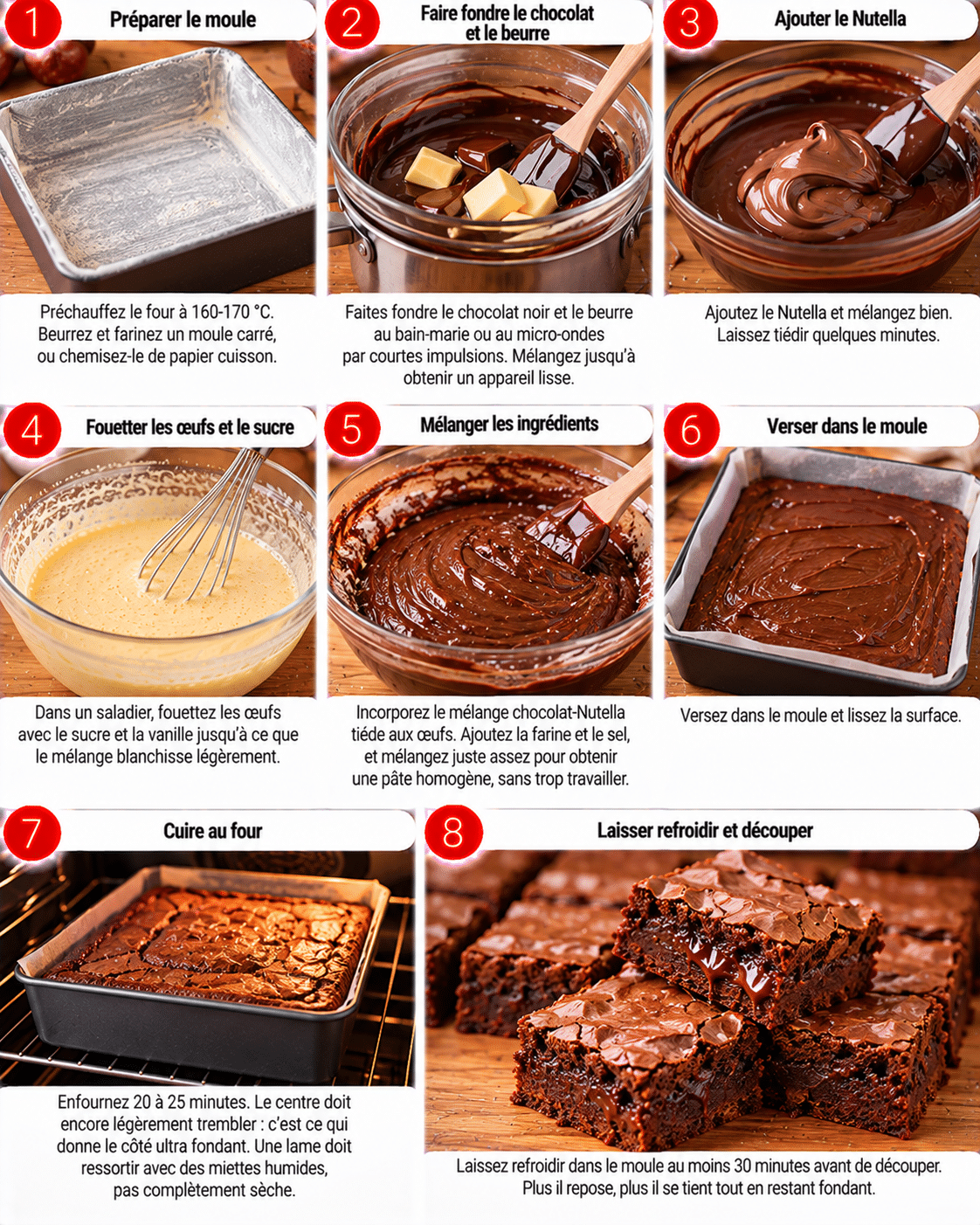 Guide de Préparation : Brownies au Nutella ultra fondants et irrésistibles : le gâteau qui se mange encore tiède Guide de Préparation : Brownies au Nutella ultra fondants et irrésistibles : le gâteau qui se mange encore tiède