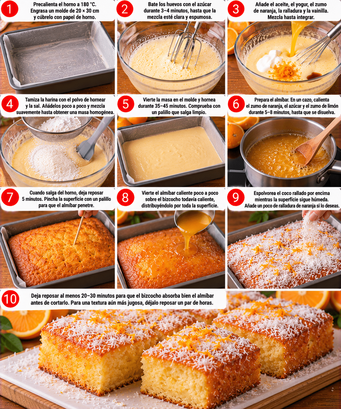 Guide de Préparation : Bizcocho de naranja súper jugoso con almíbar casero: tierno, húmedo y lleno de aroma Guide de Préparation : Bizcocho de naranja súper jugoso con almíbar casero: tierno, húmedo y lleno de aroma