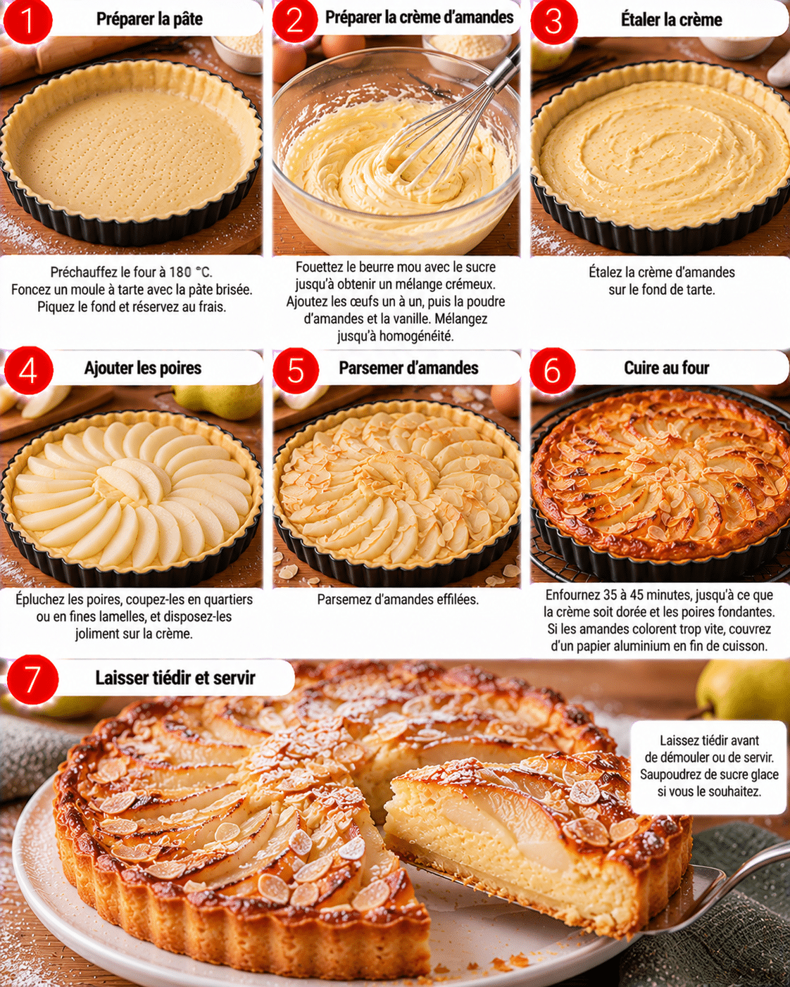 Guide de Préparation : Tarte fondante aux poires et aux amandes dorées : le dessert élégant Guide de Préparation : Tarte fondante aux poires et aux amandes dorées : le dessert élégant