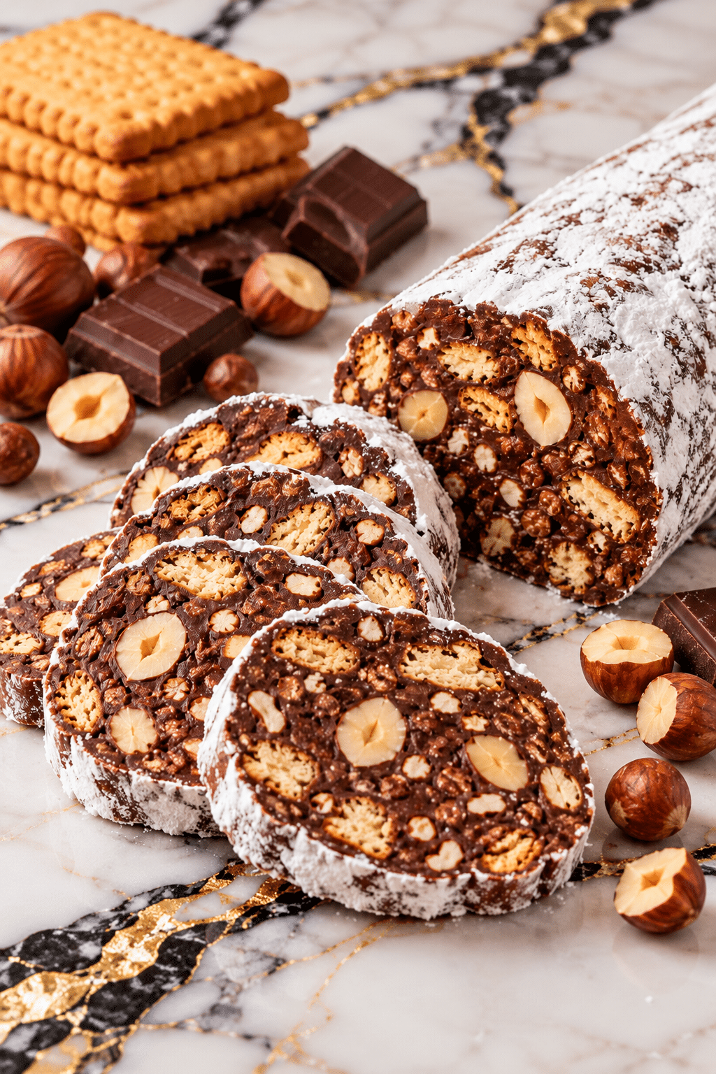 Guide de Préparation : Saucisson au chocolat sans cuisson : le dessert ludique qui se coupe en tranches